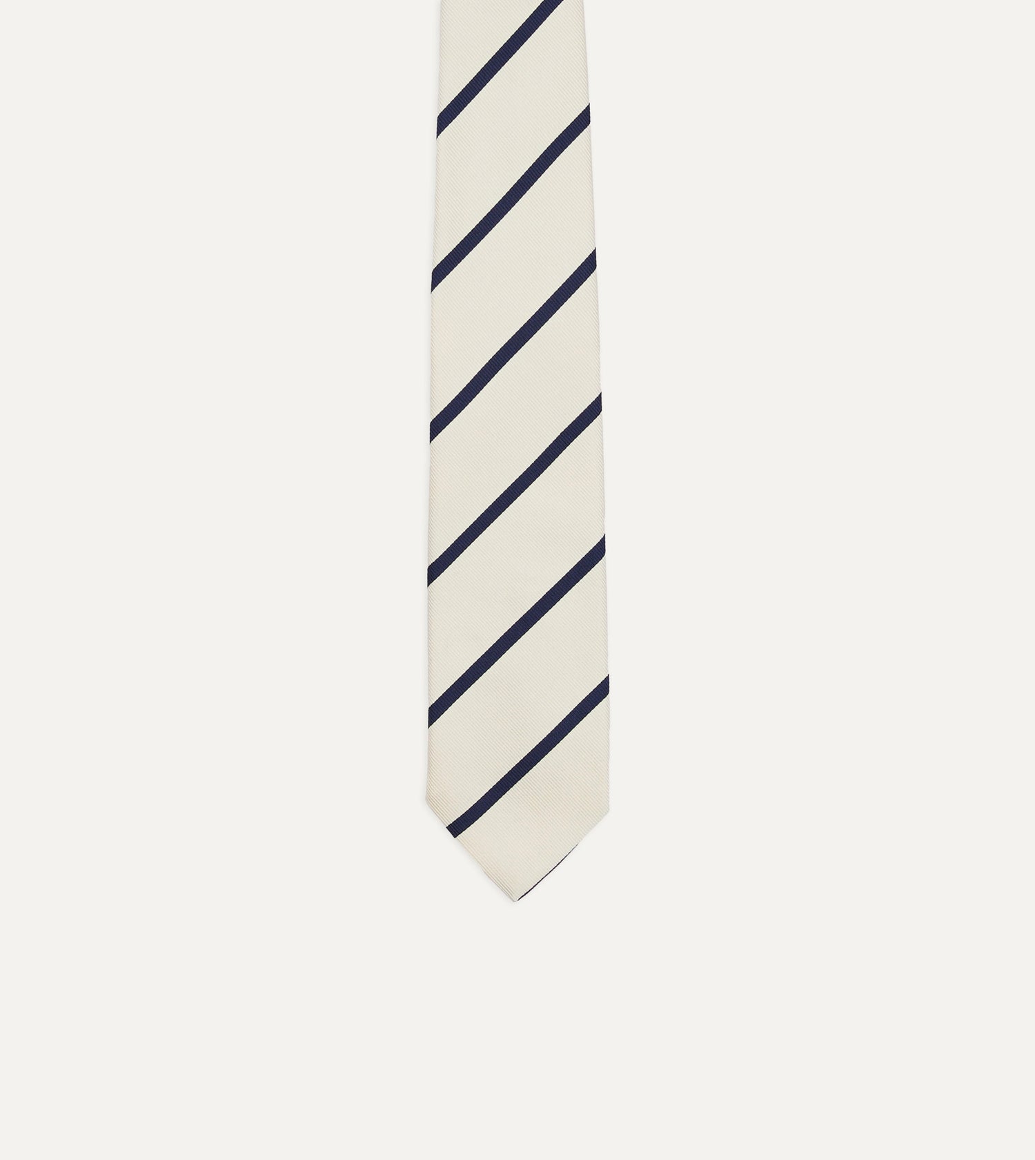 White and Navy Bar Stripe Repp Silk Tipped Tie