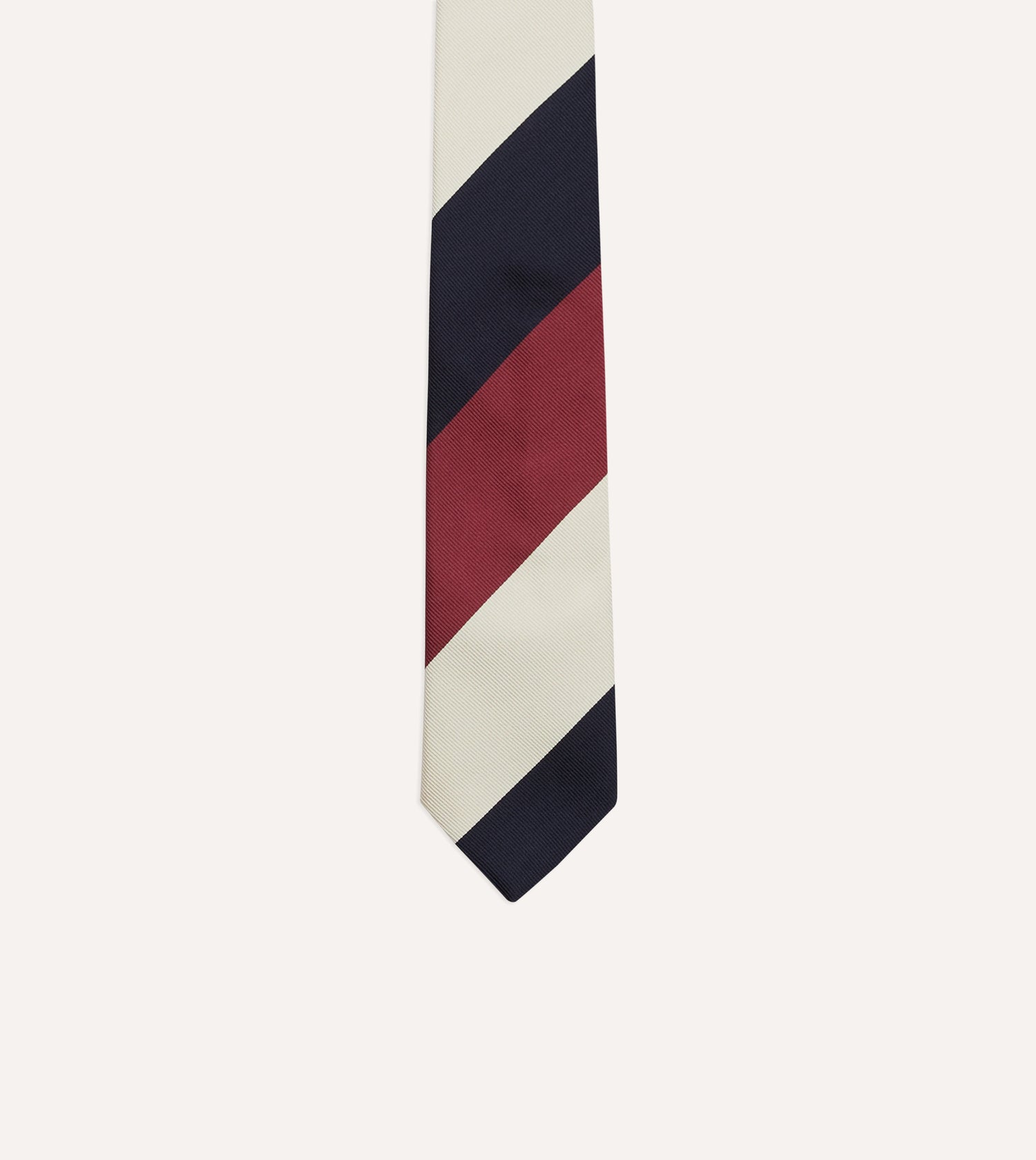Pink, Ecru and Navy Block Stripe Repp Silk Tipped Tie