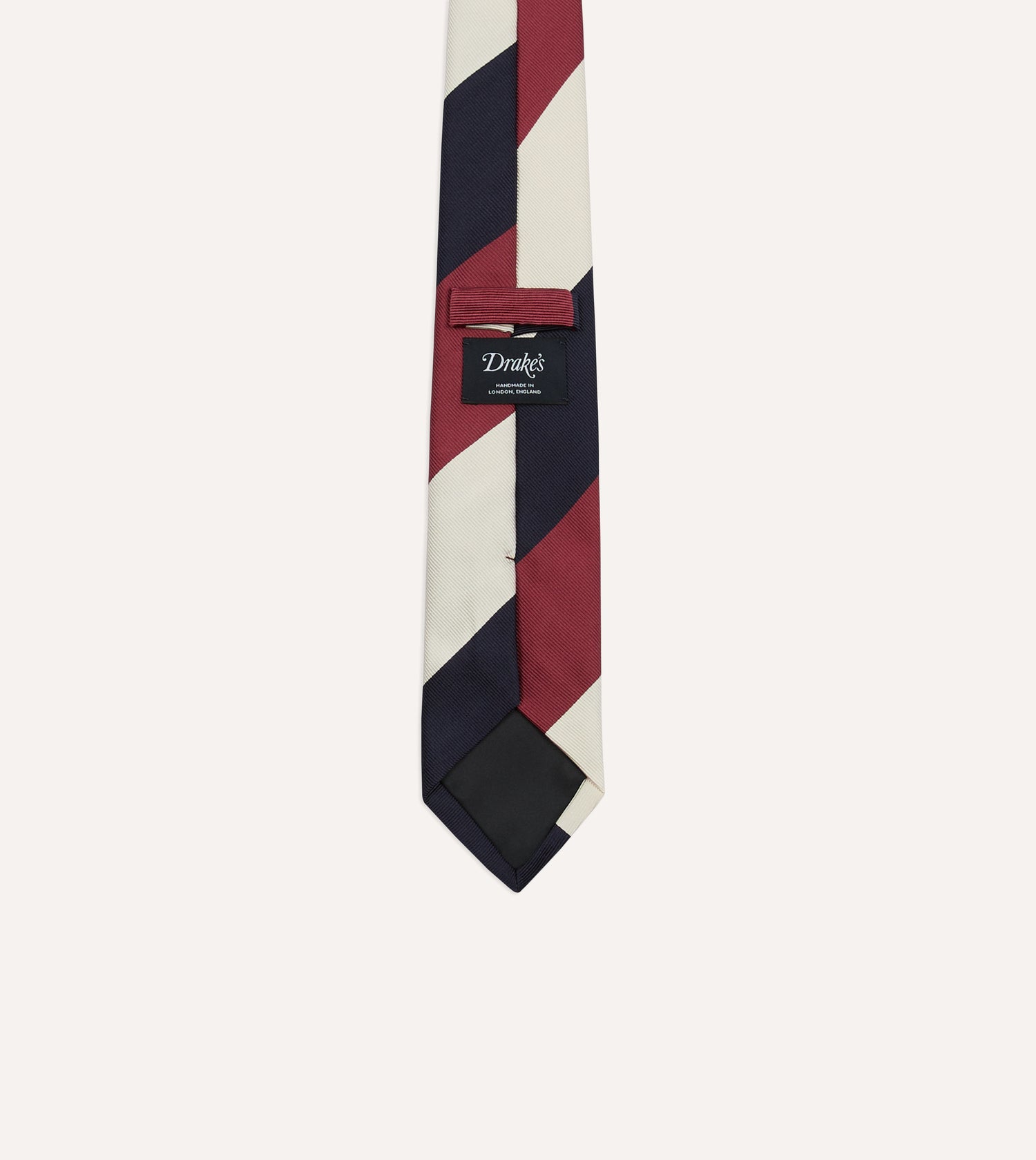 Pink, Ecru and Navy Block Stripe Repp Silk Tipped Tie