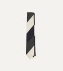 Navy and Ecru Block Stripe Repp Silk Tipped Tie
