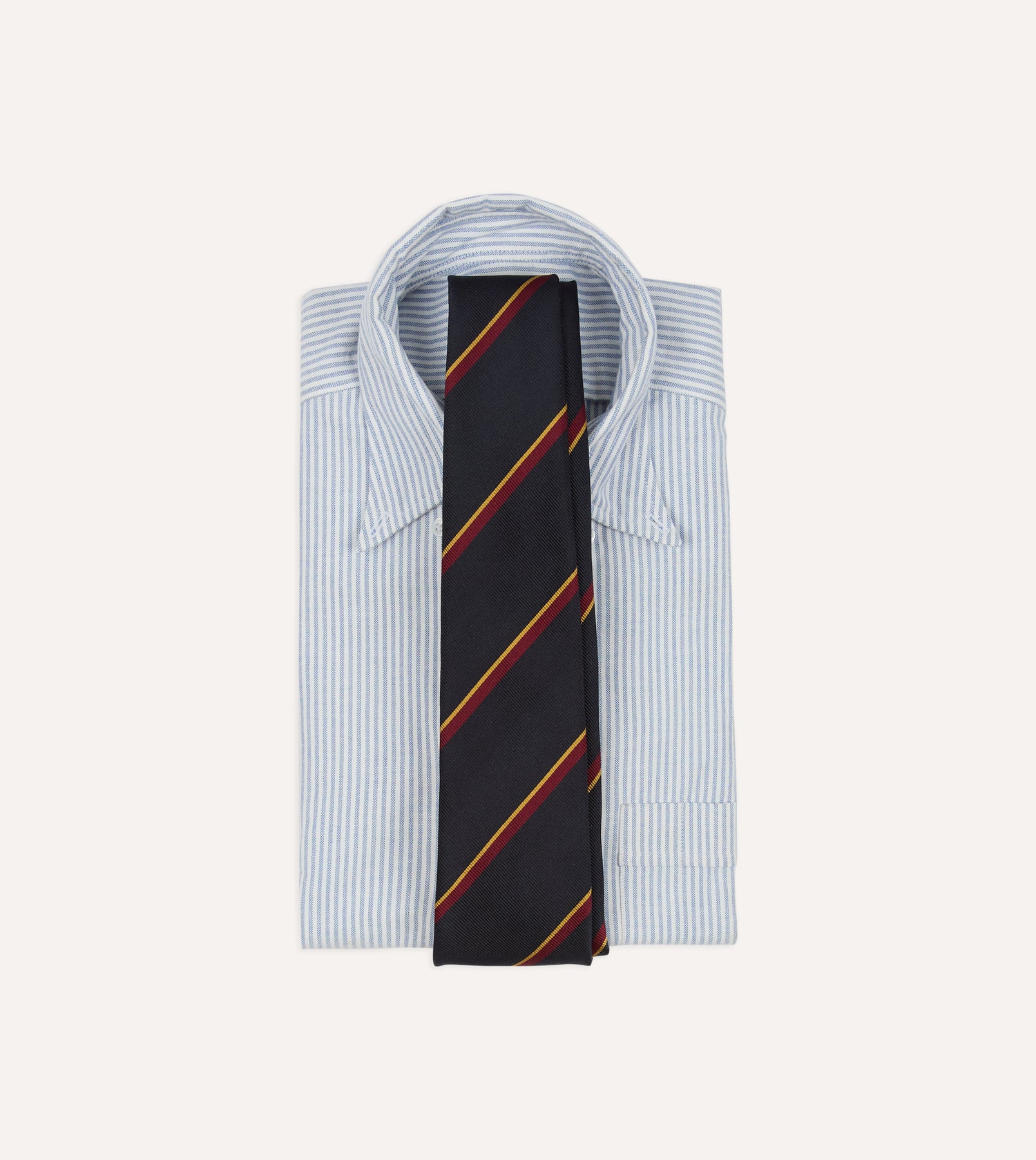 Navy, Red and Yellow Regimental Stripe Repp Silk Tipped Tie