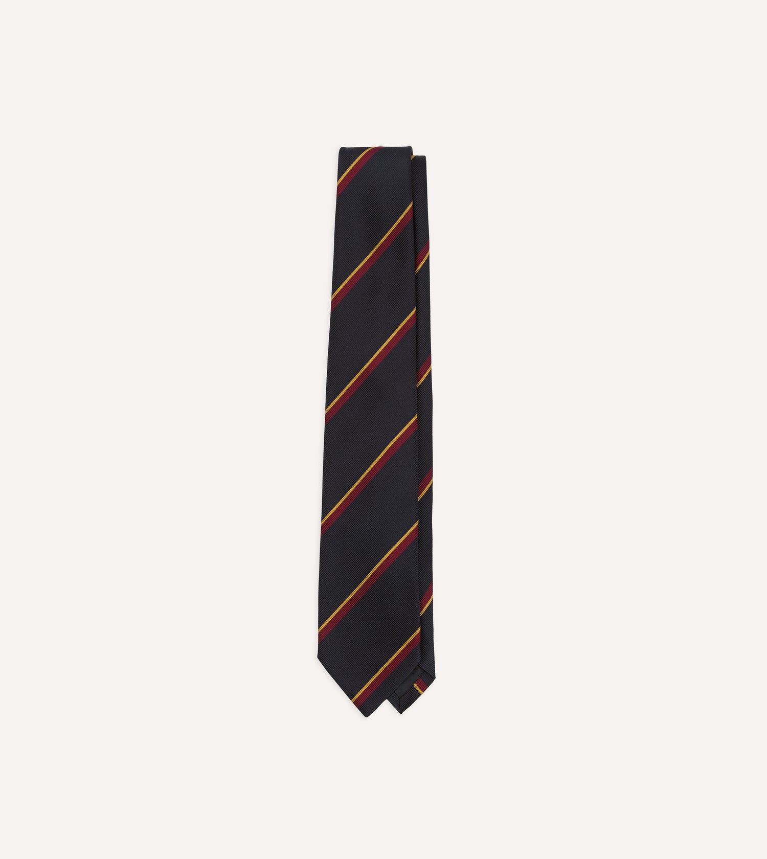 Navy, Red and Yellow Regimental Stripe Repp Silk Tipped Tie