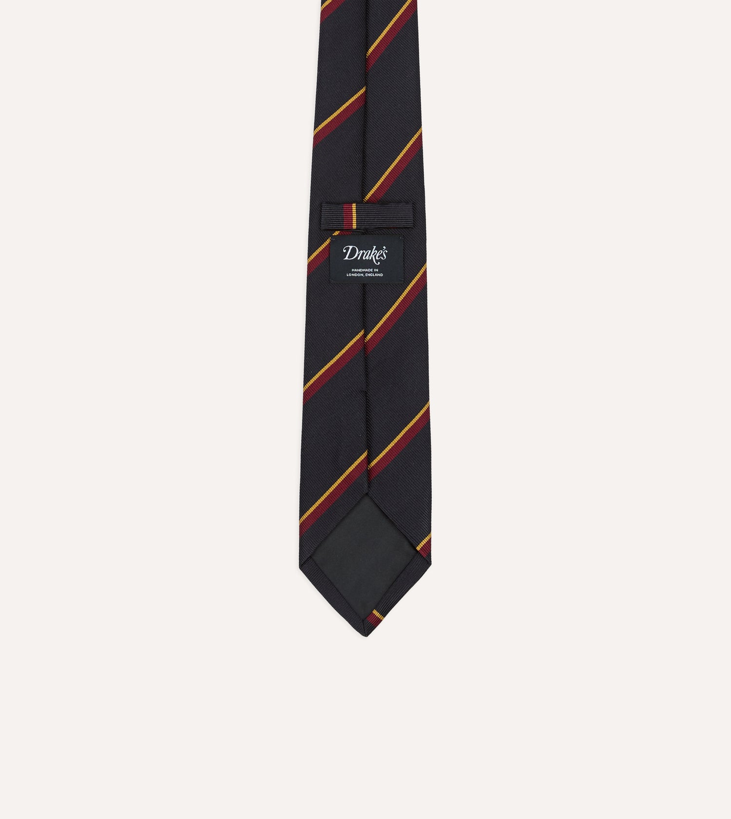 Navy, Red and Yellow Regimental Stripe Repp Silk Tipped Tie