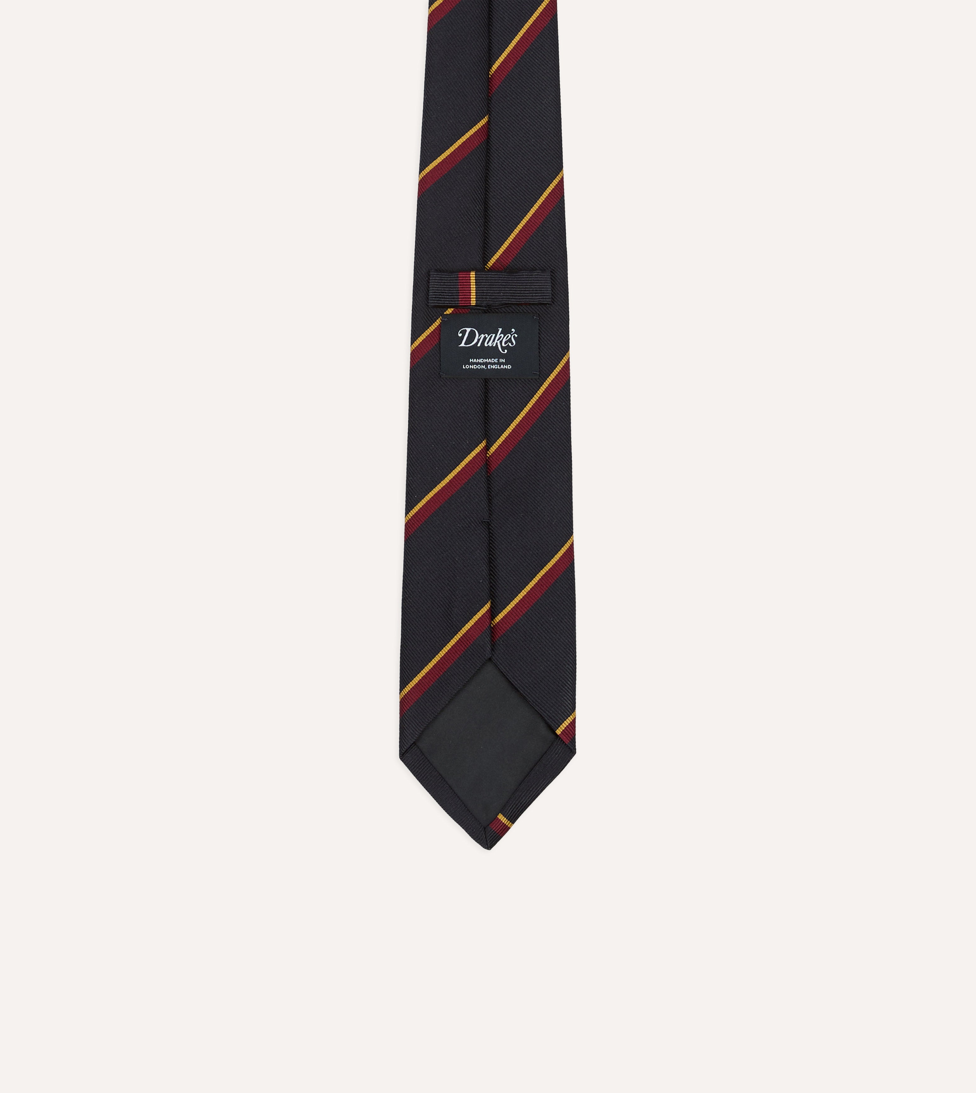 Navy, Red and Yellow Regimental Stripe Repp Silk Tipped Tie