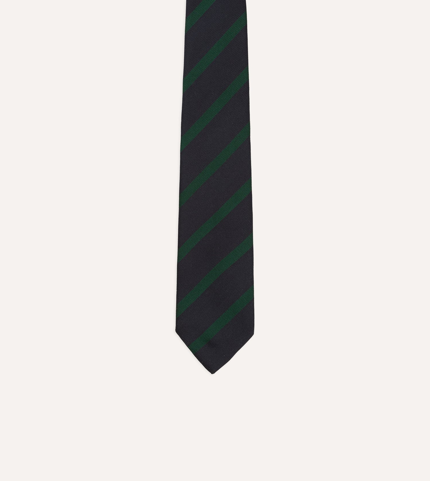Navy and Green Bar Stripe Repp Silk Tipped Tie