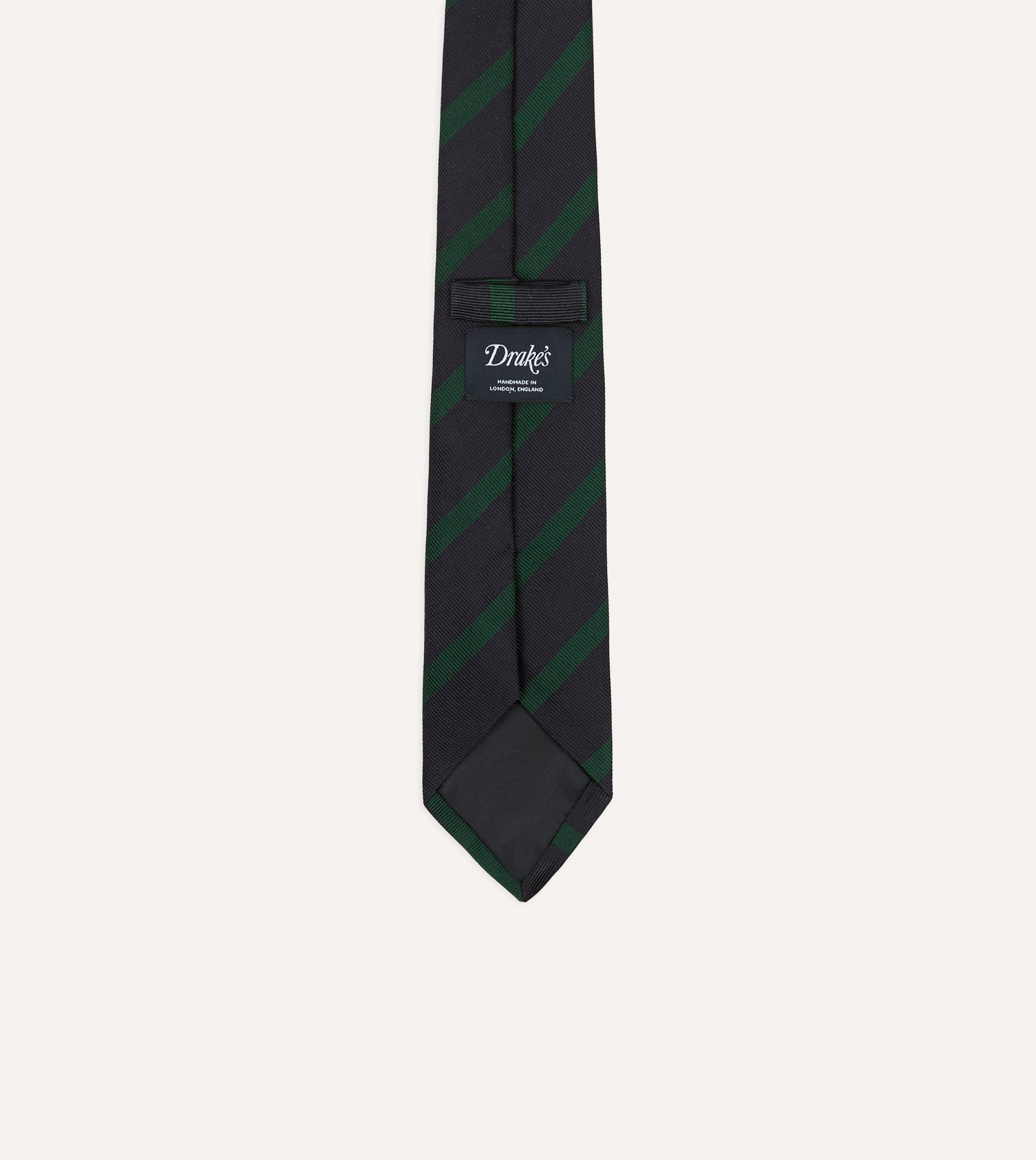 Navy and Green Bar Stripe Repp Silk Tipped Tie