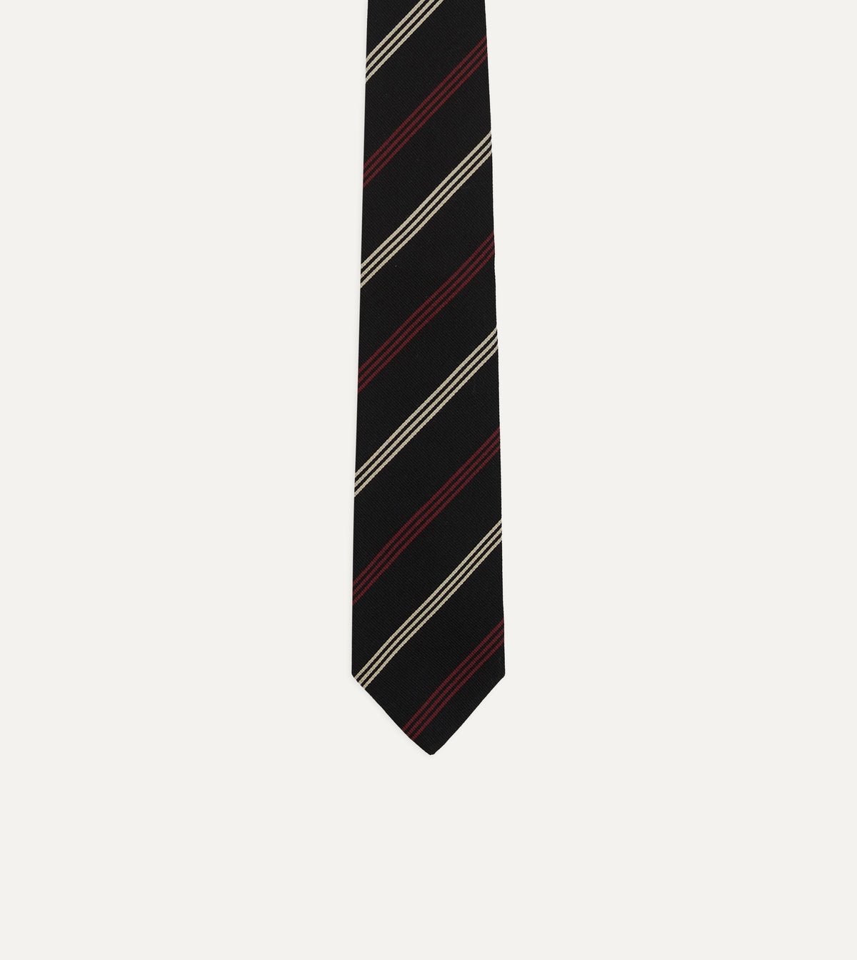 Navy, Red and White Stripe Repp Wool-Silk Tipped Tie