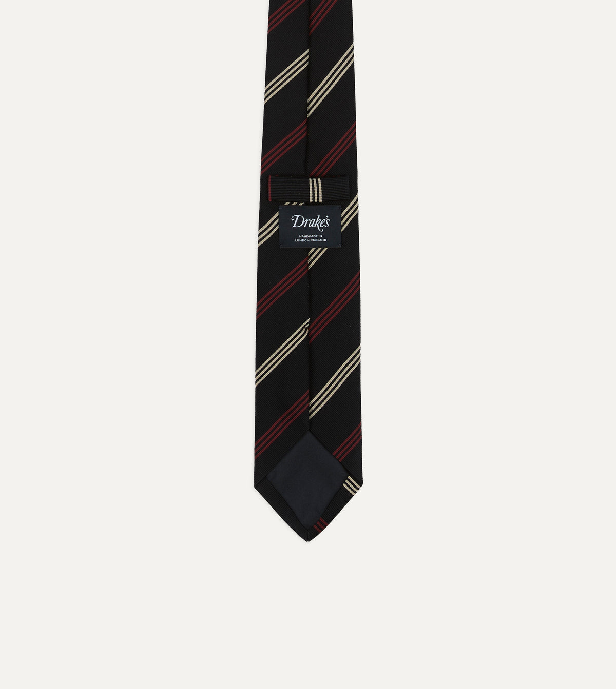 Navy, Red and White Stripe Repp Wool-Silk Tipped Tie