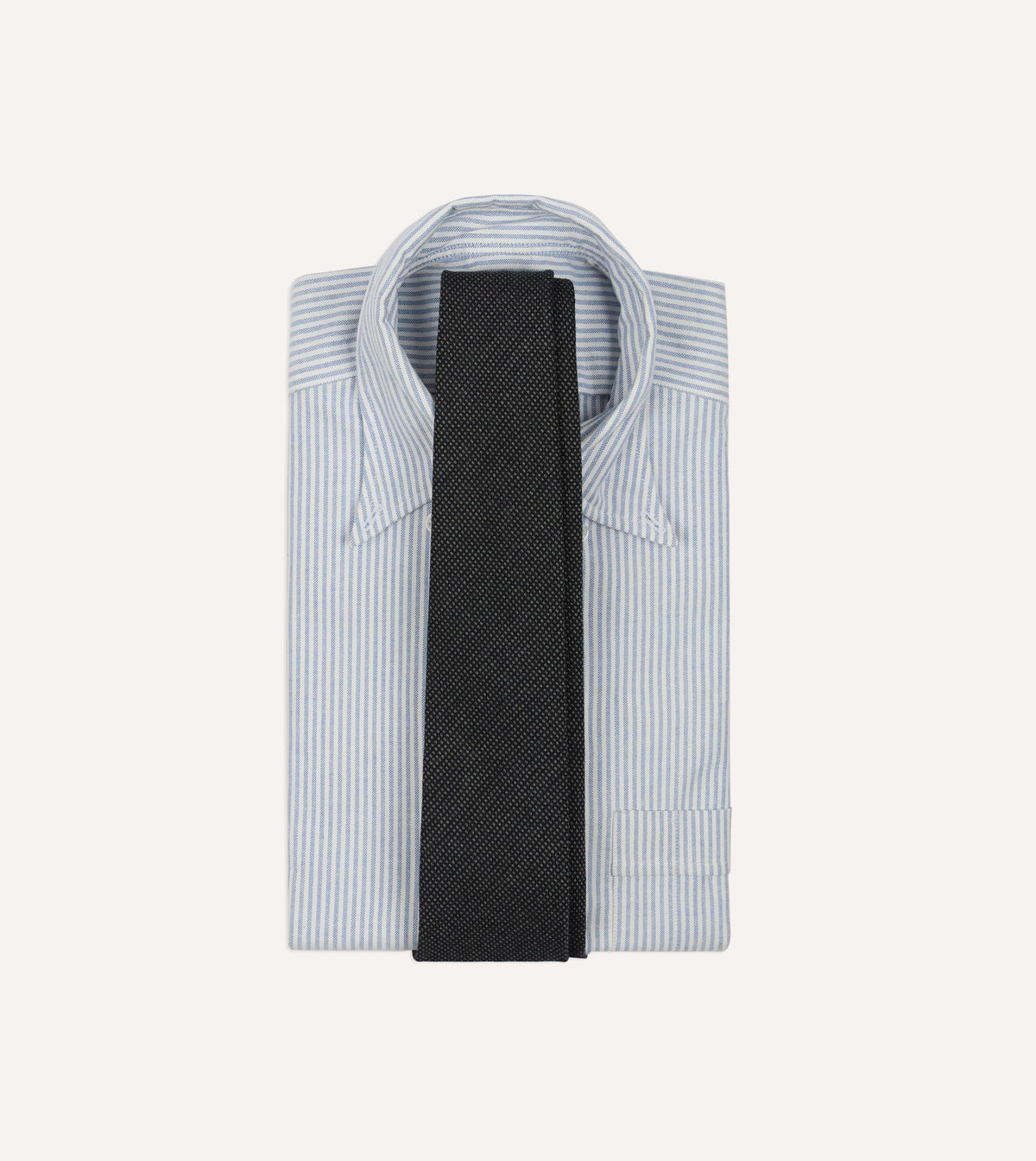 Navy Oxford Weave Wool-Silk Tipped Tie