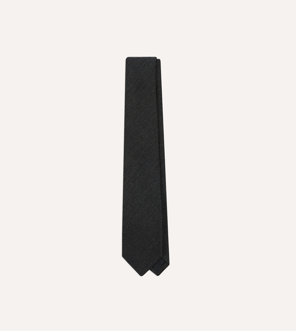 Navy Oxford Weave Wool-Silk Tipped Tie