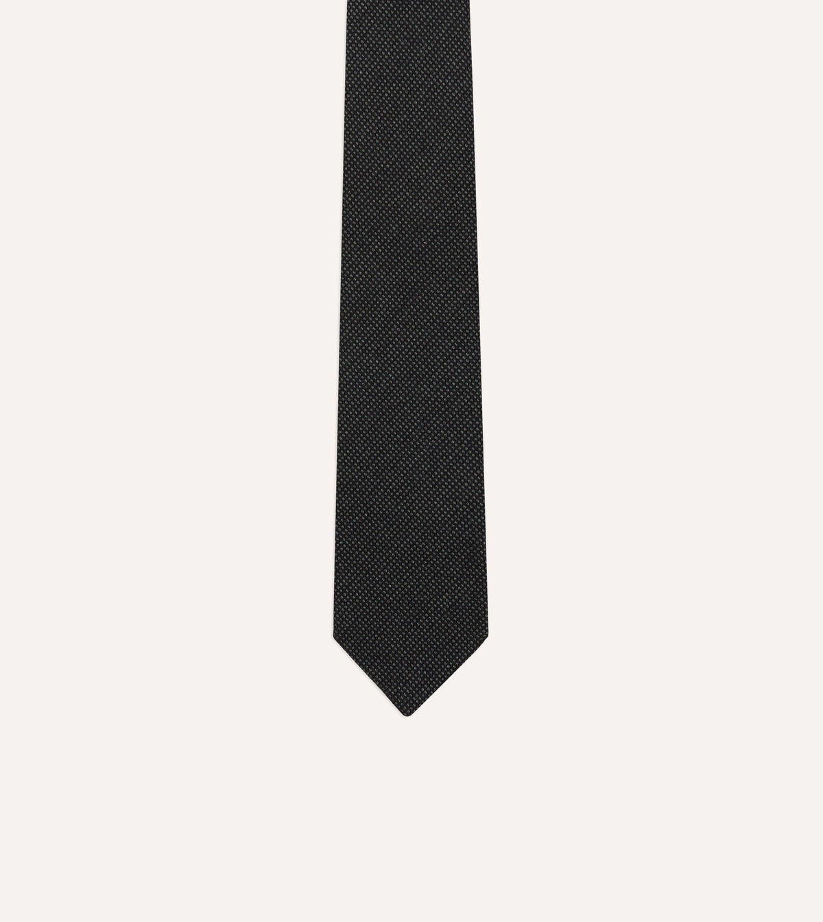 Navy Oxford Weave Wool-Silk Tipped Tie