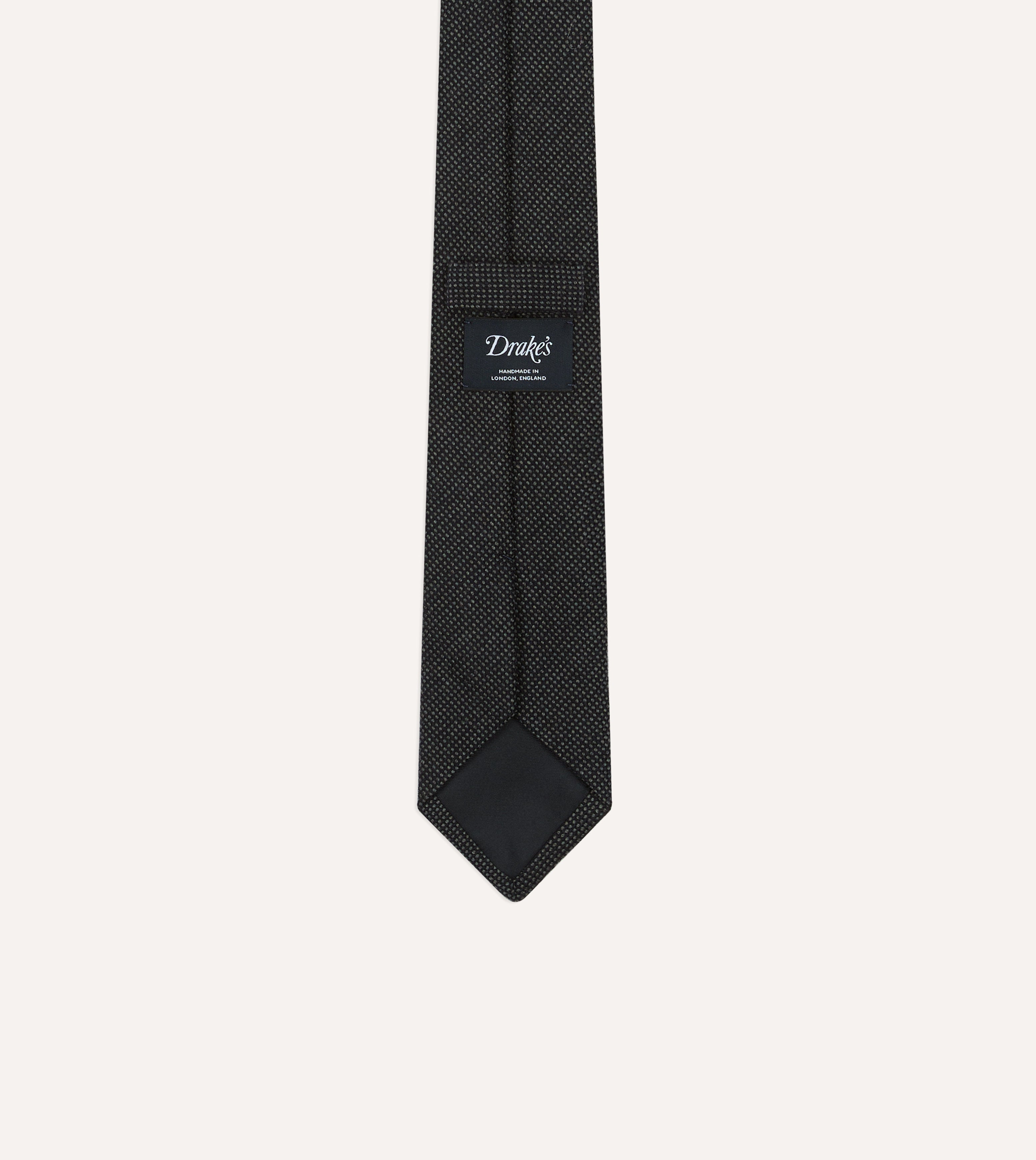 Navy Oxford Weave Wool-Silk Tipped Tie