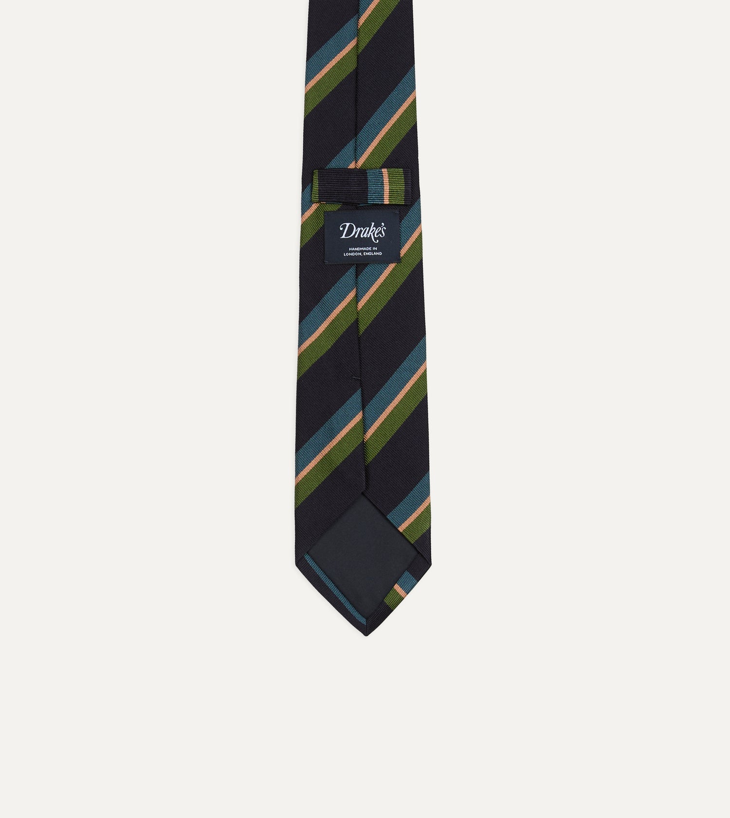 Navy, Green, Blue and Yellow Sandwich Stripe Repp Silk Tipped Tie