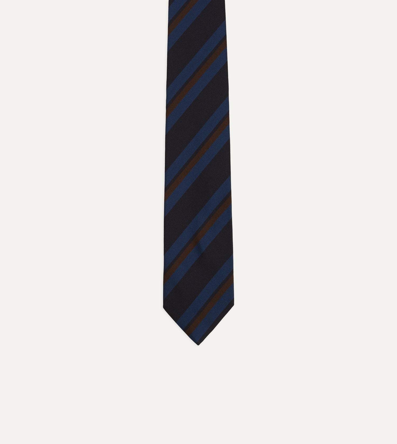 Blue and Brown Stripe Mogador Cotton-Silk Tipped Tie