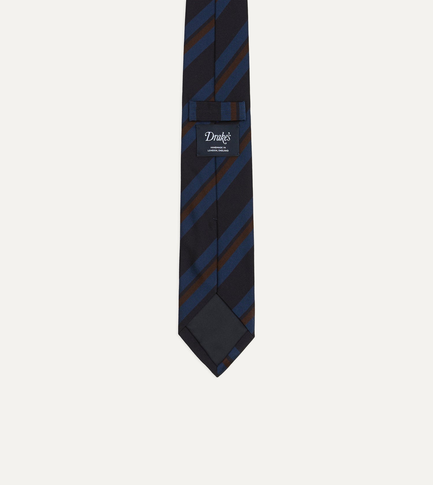 Blue and Brown Stripe Mogador Cotton-Silk Tipped Tie