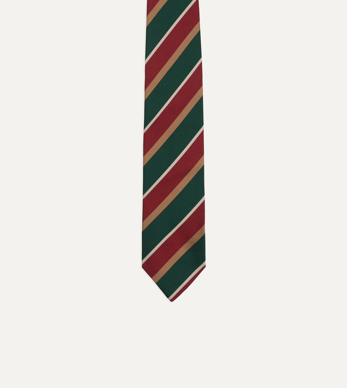Green, Red and Gold Multi Stripe Silk Tipped Tie