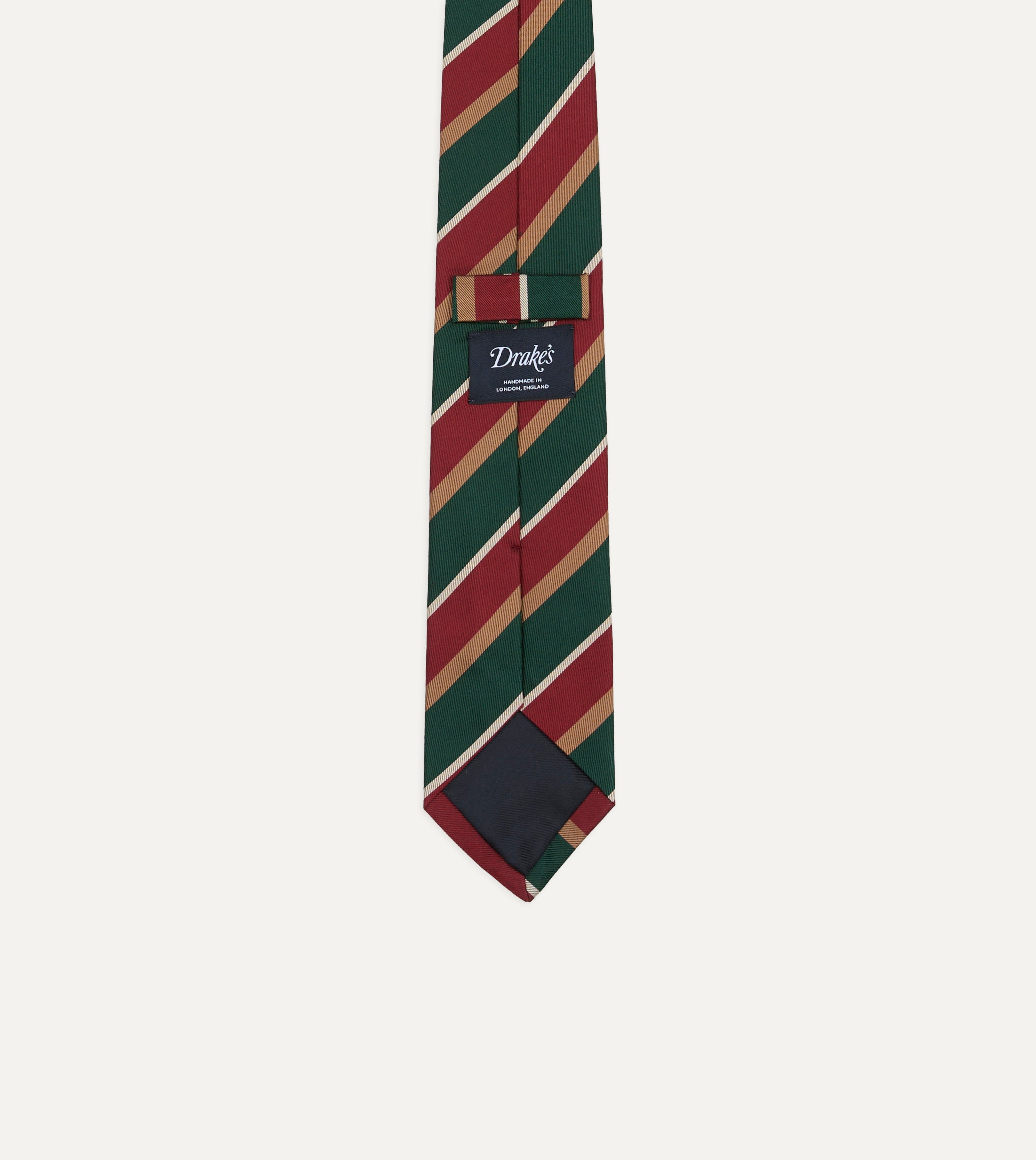 Green, Red and Gold Multi Stripe Silk Tipped Tie