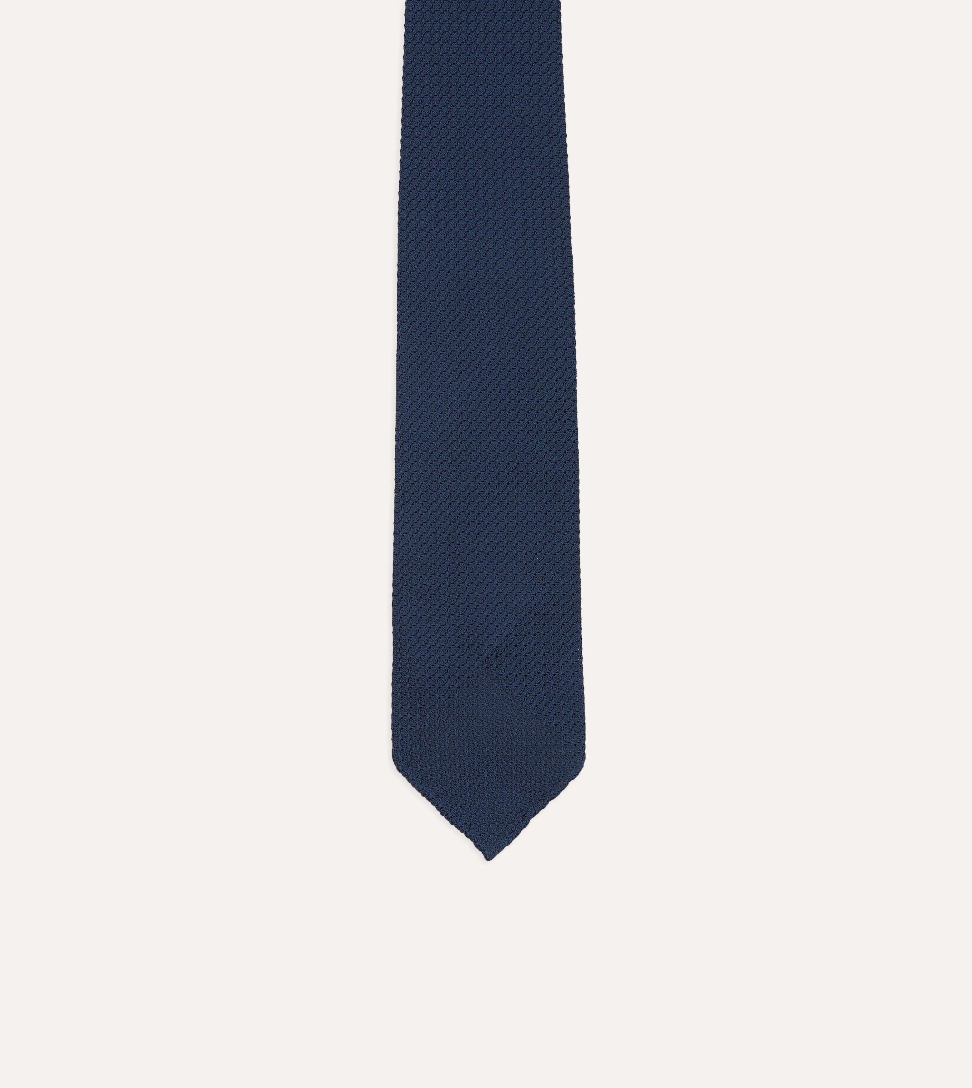 Navy Hand Rolled Large Knot Grenadine Tie