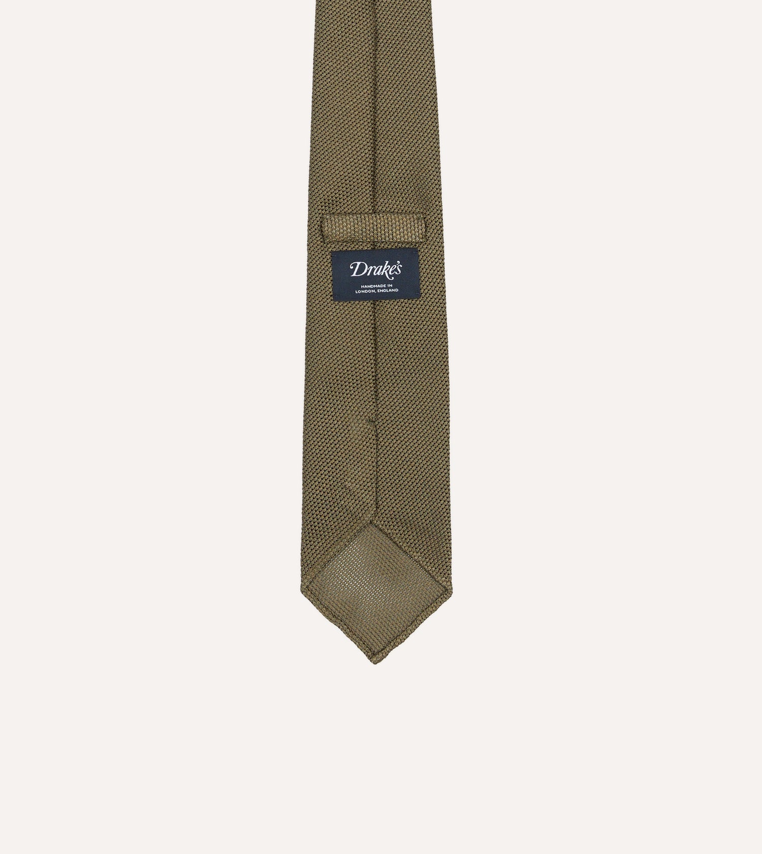 Khaki Green Fine Woven Grenadine Silk Hand Rolled Tie