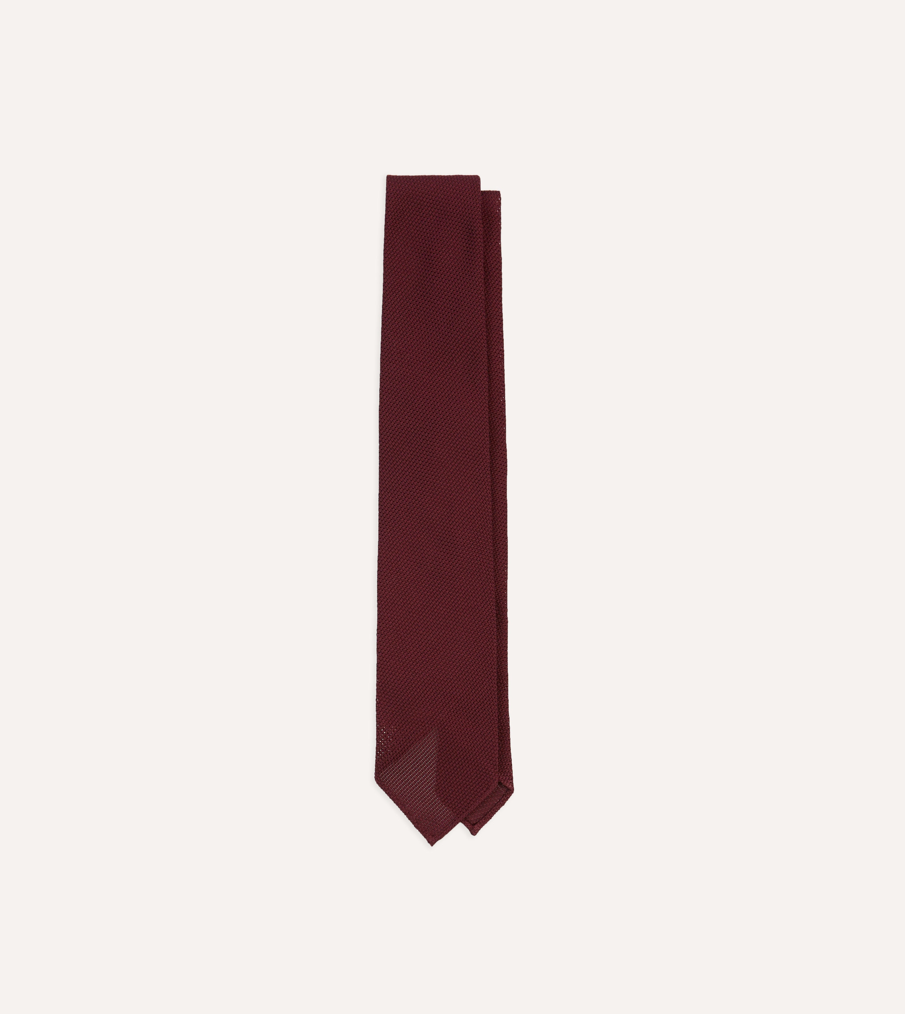 Maroon Fine Woven Grenadine Silk Hand Rolled Tie