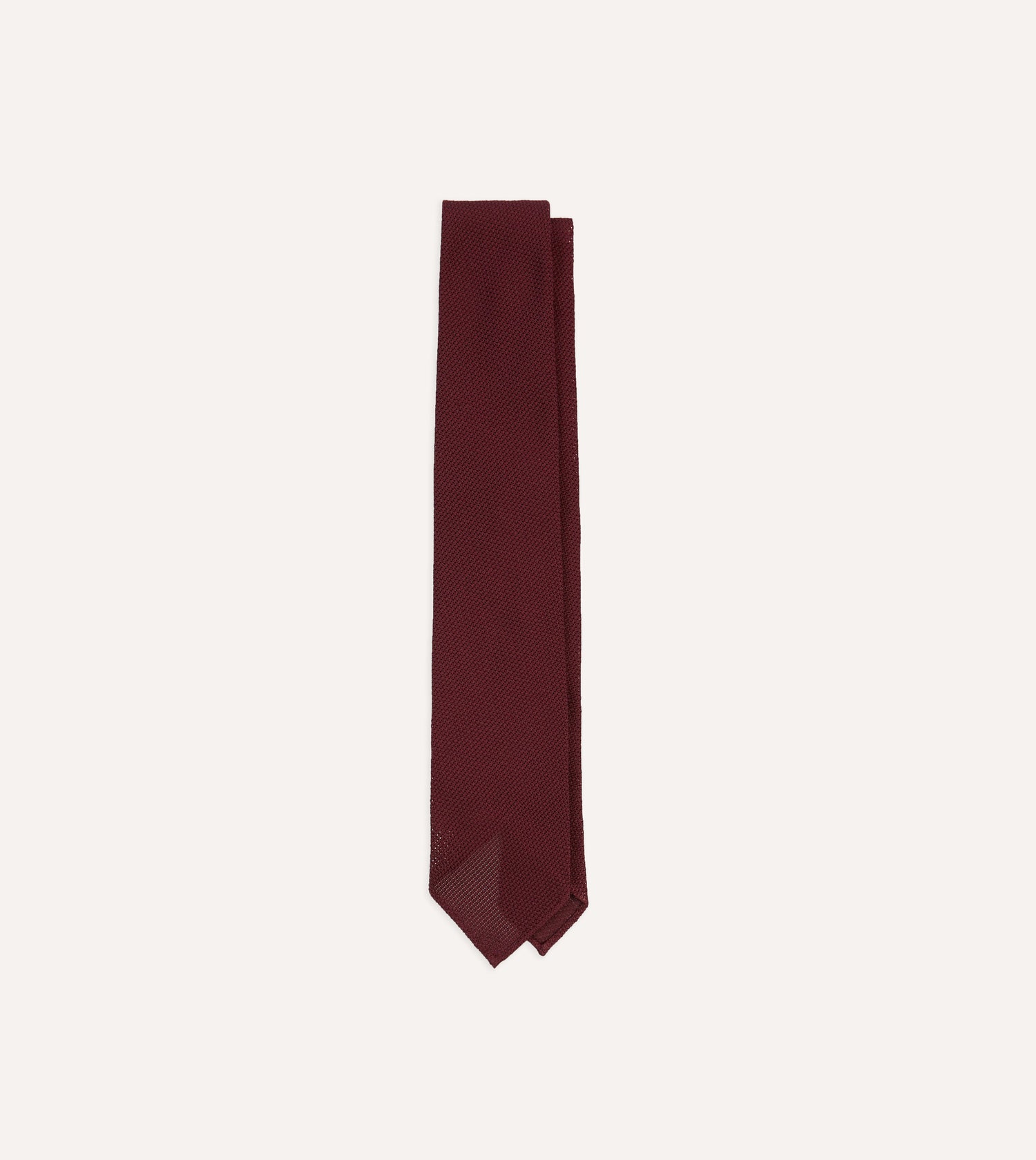 Maroon Fine Woven Grenadine Silk Hand Rolled Tie