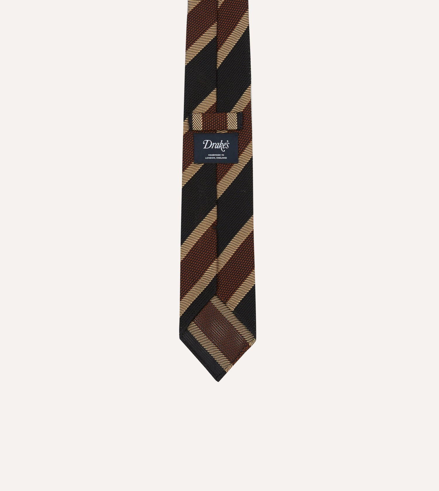 Black and Brown Multi Stripe Hand Rolled Silk Grenadine Tie