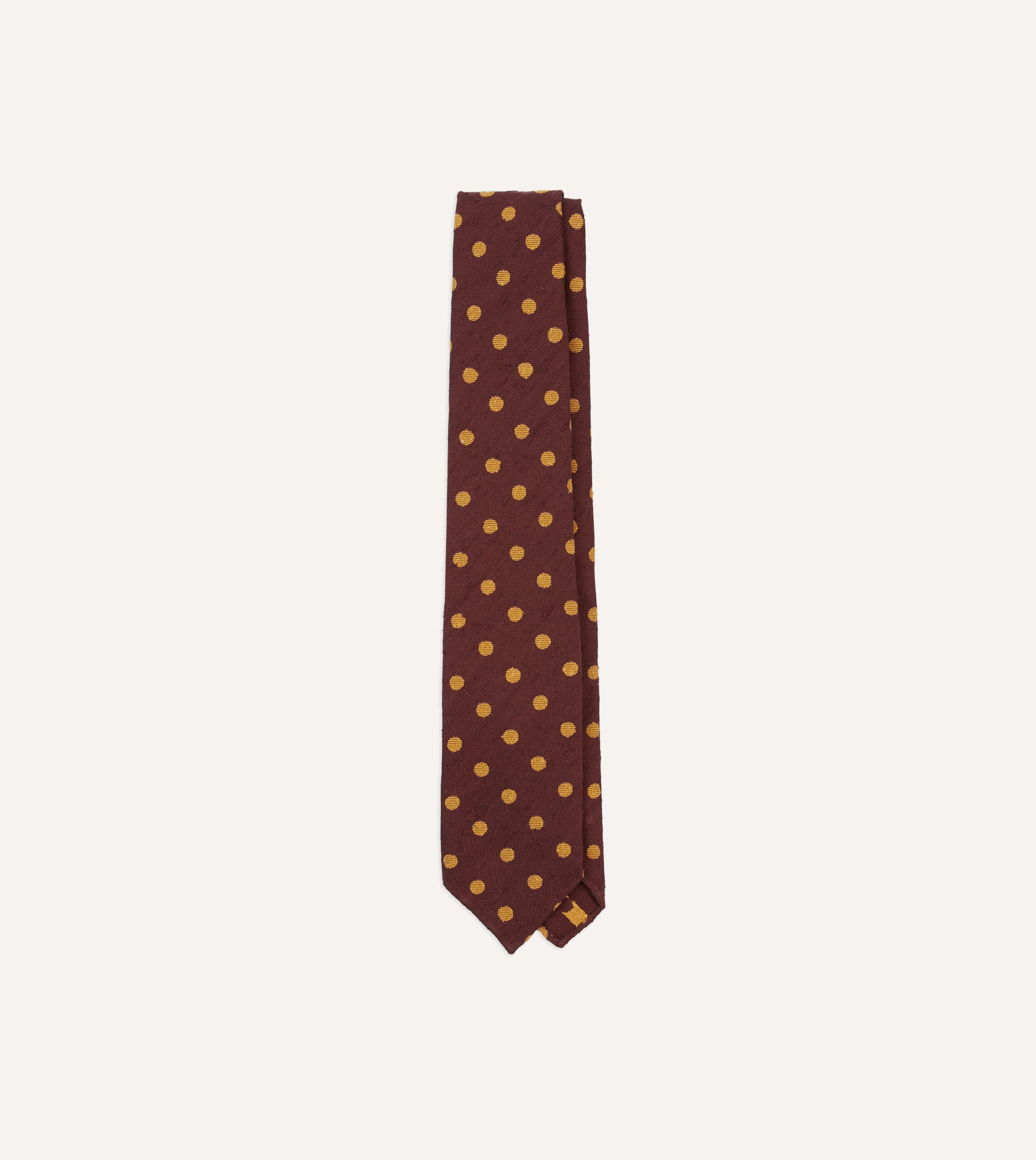 Burgundy and White Spots Shantung Silk Tie