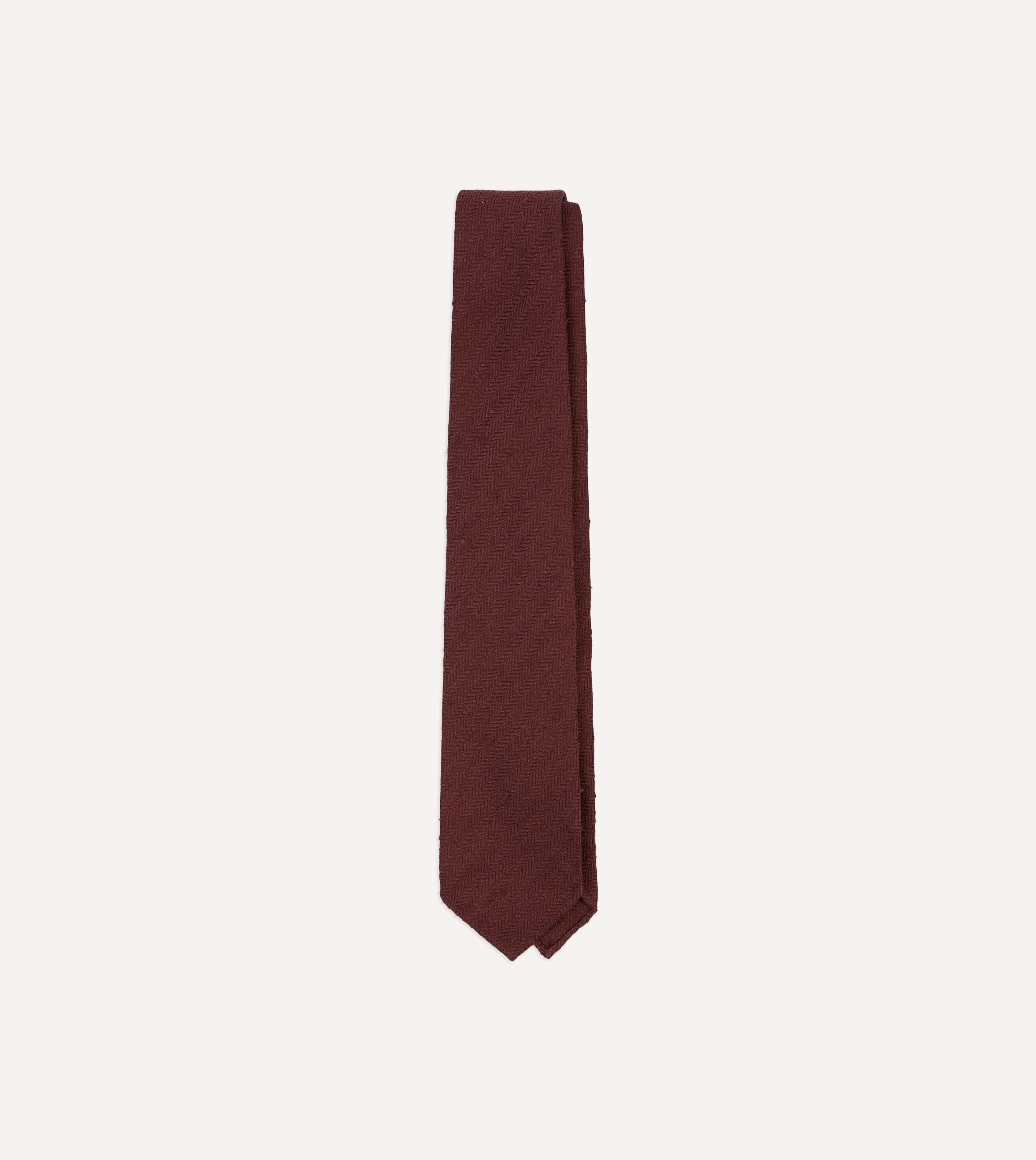 Burgundy Herringbone Shantung Silk Tipped Tie