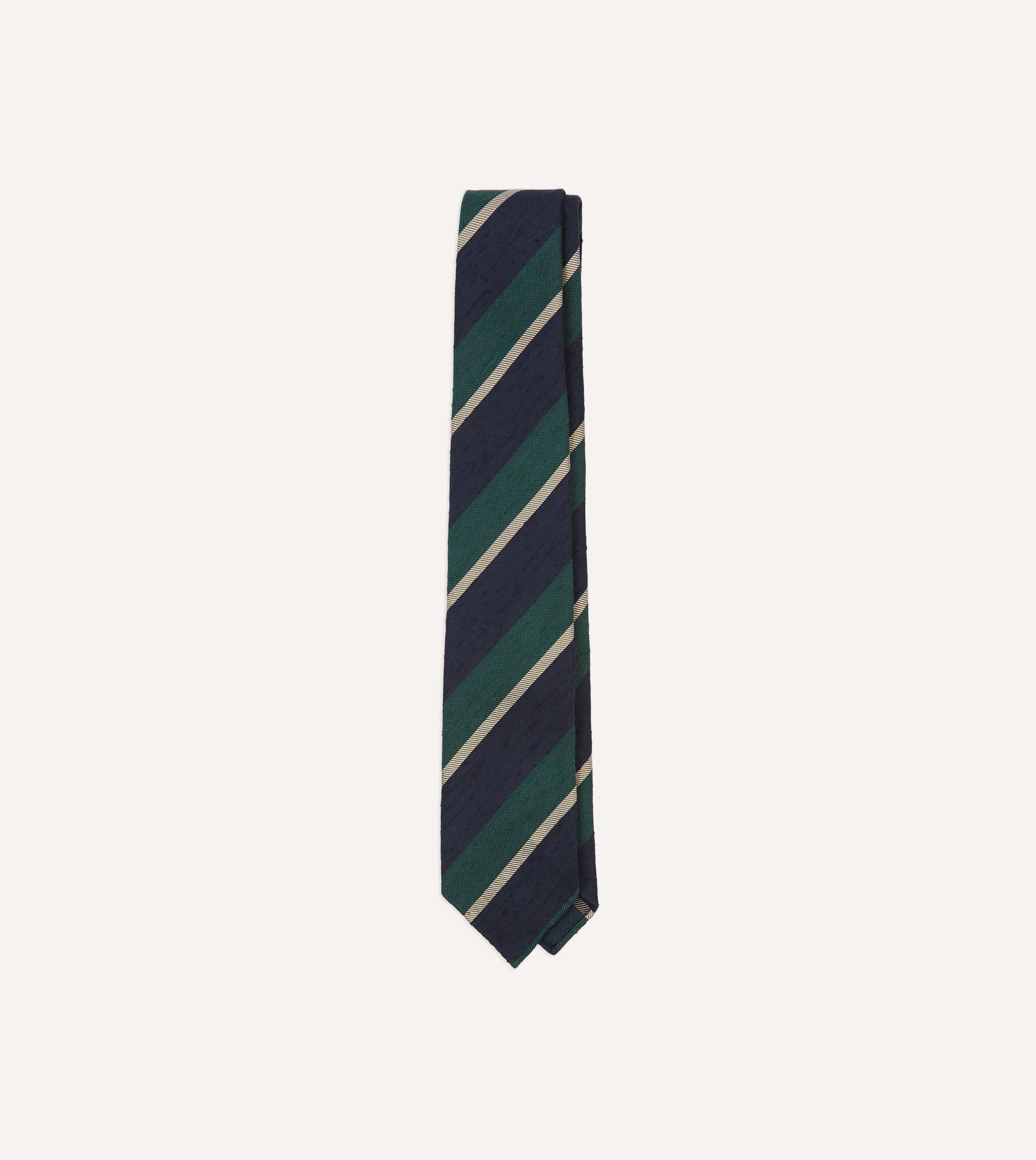 Navy Multi Stripe Shantung Silk Tie