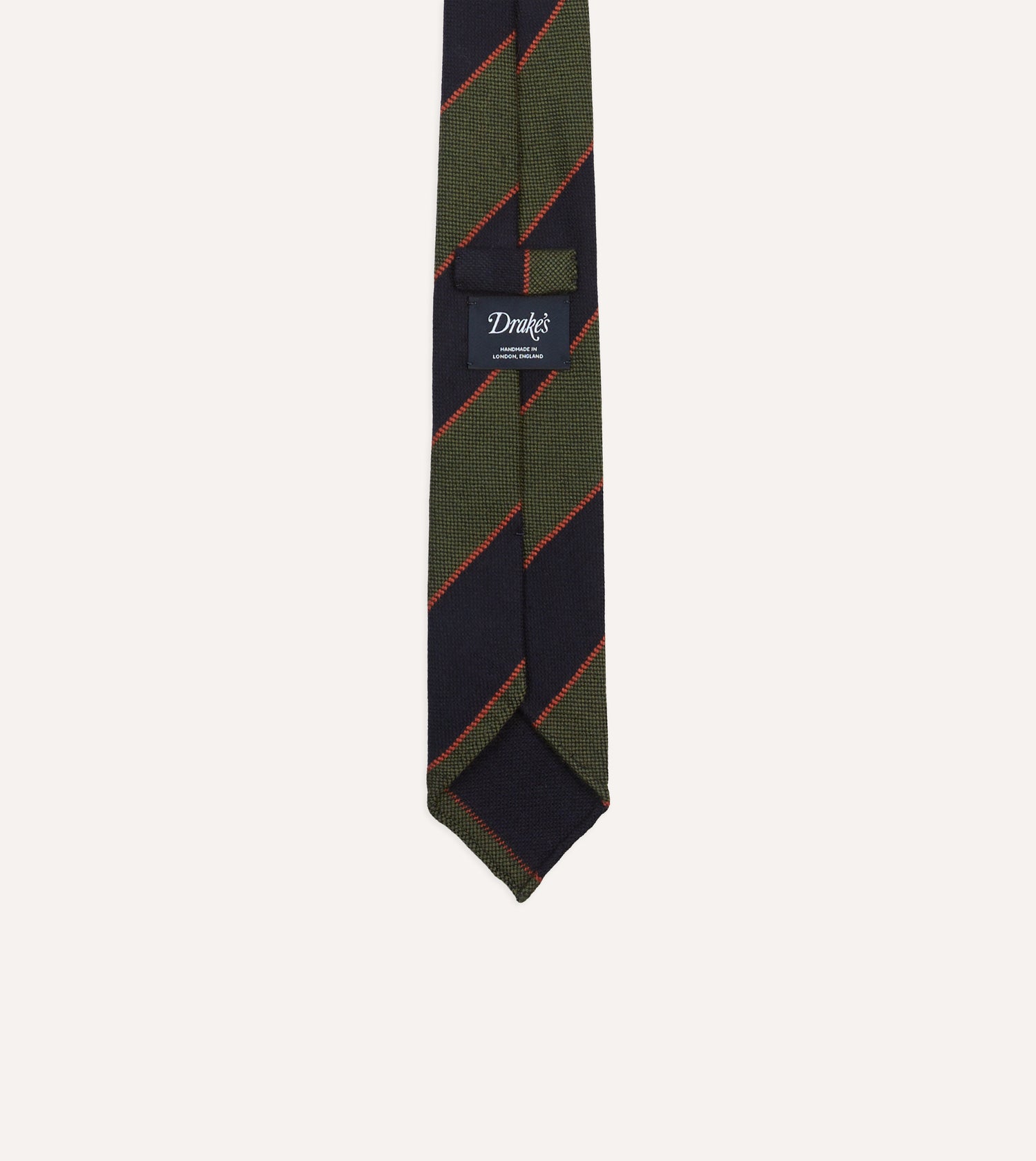 Green, Red and Navy Line Stripe Hand Rolled Wool Tie