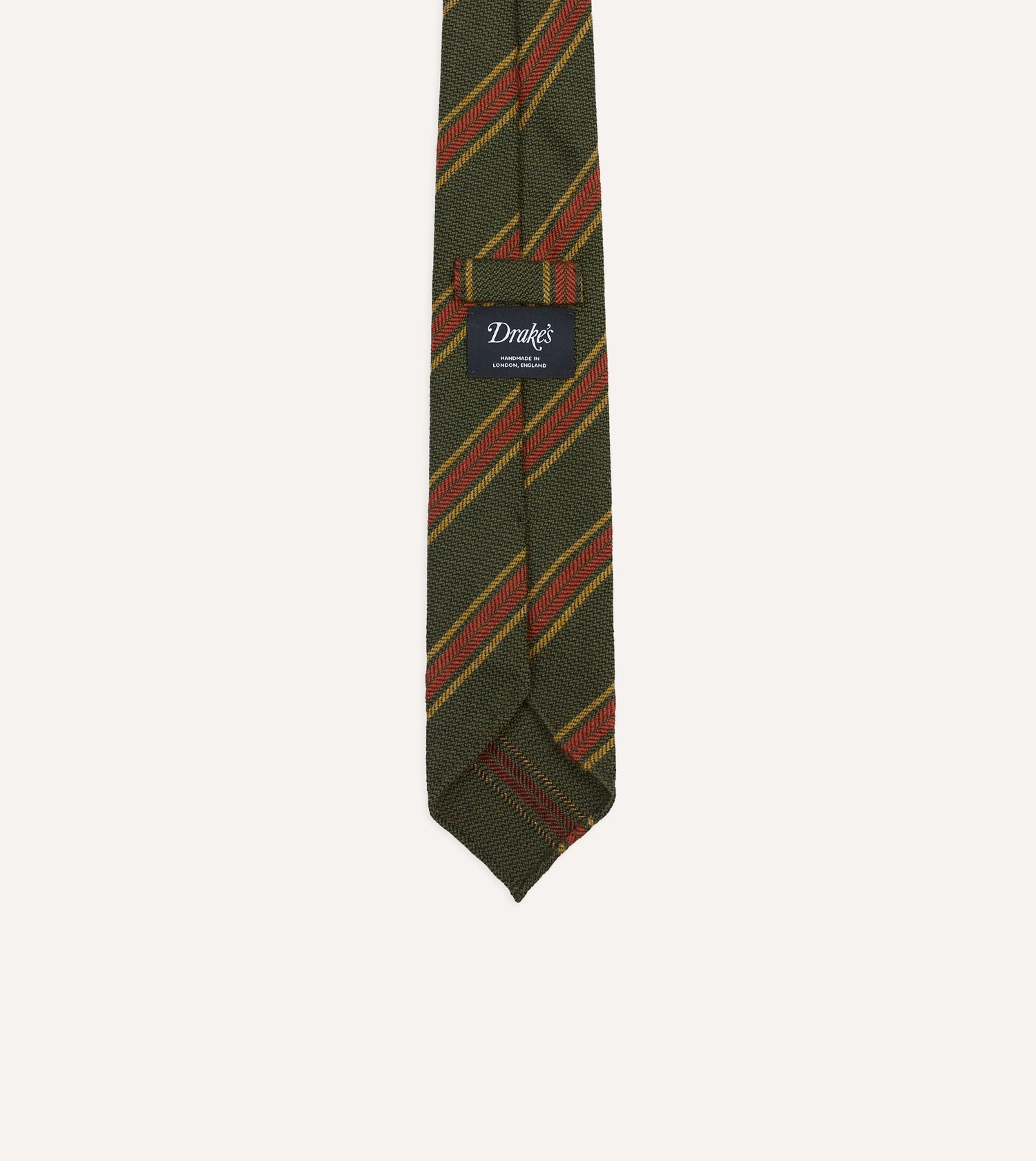 Green, Yellow and Red Triple Stripe Hand Rolled Wool Tie