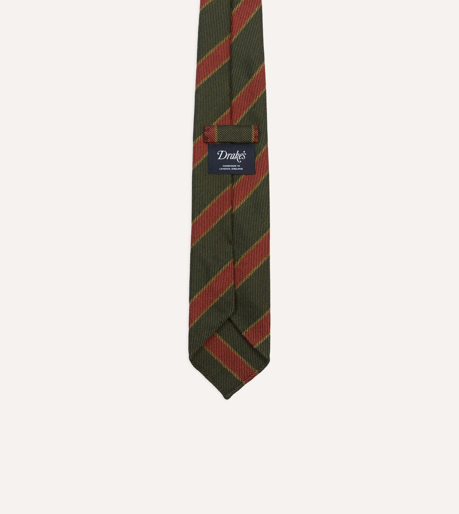 Green, Yellow and Red Thick Stripe Hand Rolled Wool Tie