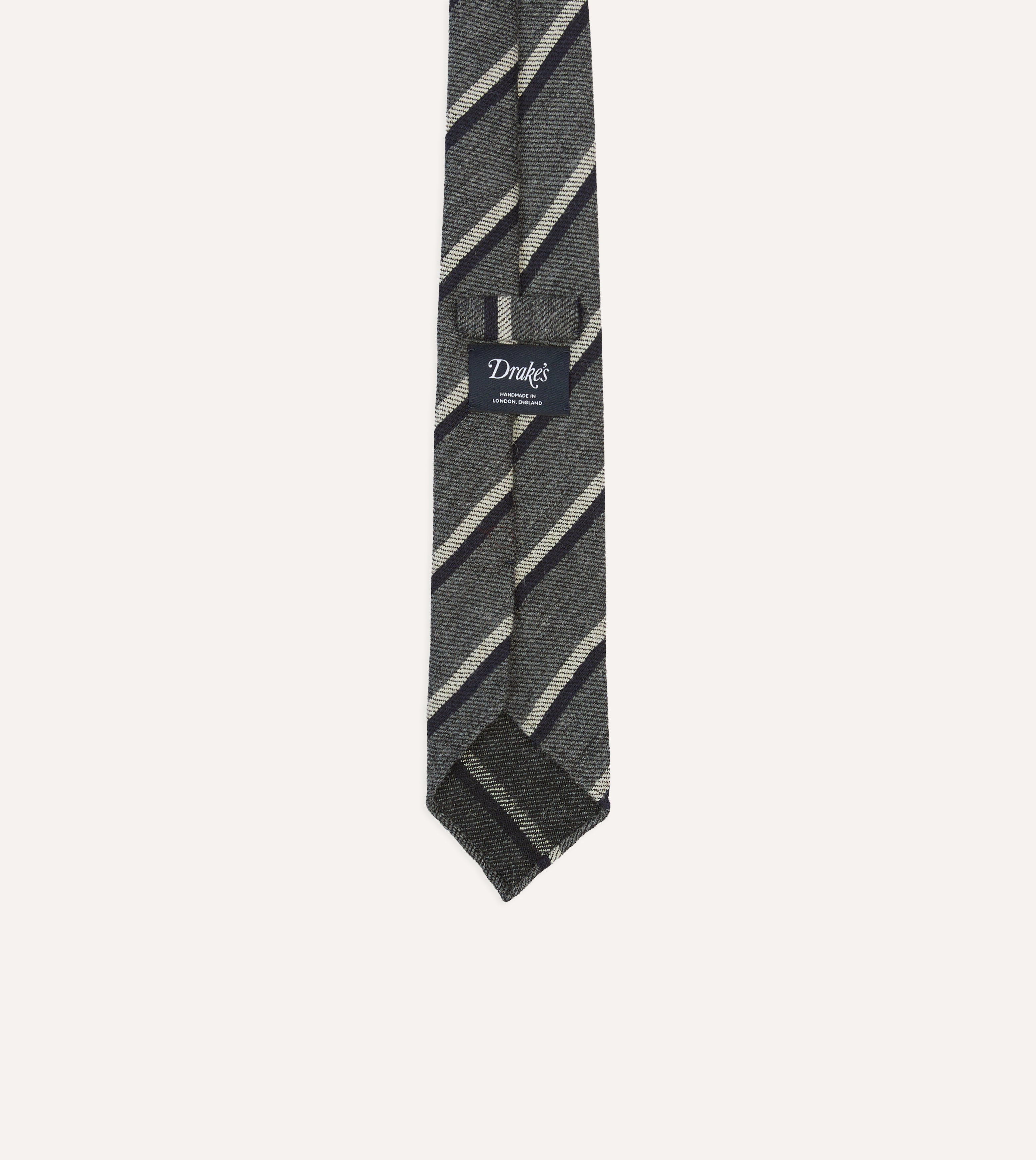 Grey Double Stripe Hand Rolled Wool Tie
