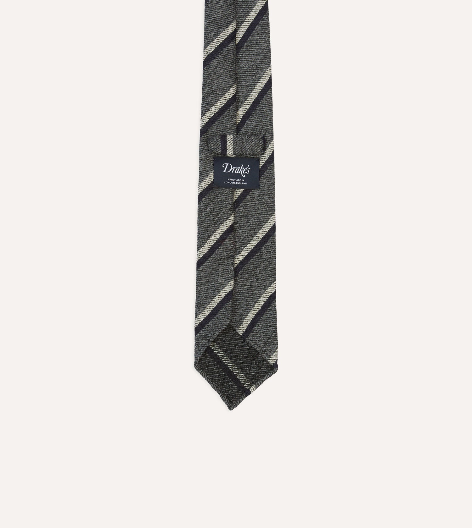 Grey Double Stripe Hand Rolled Wool Tie