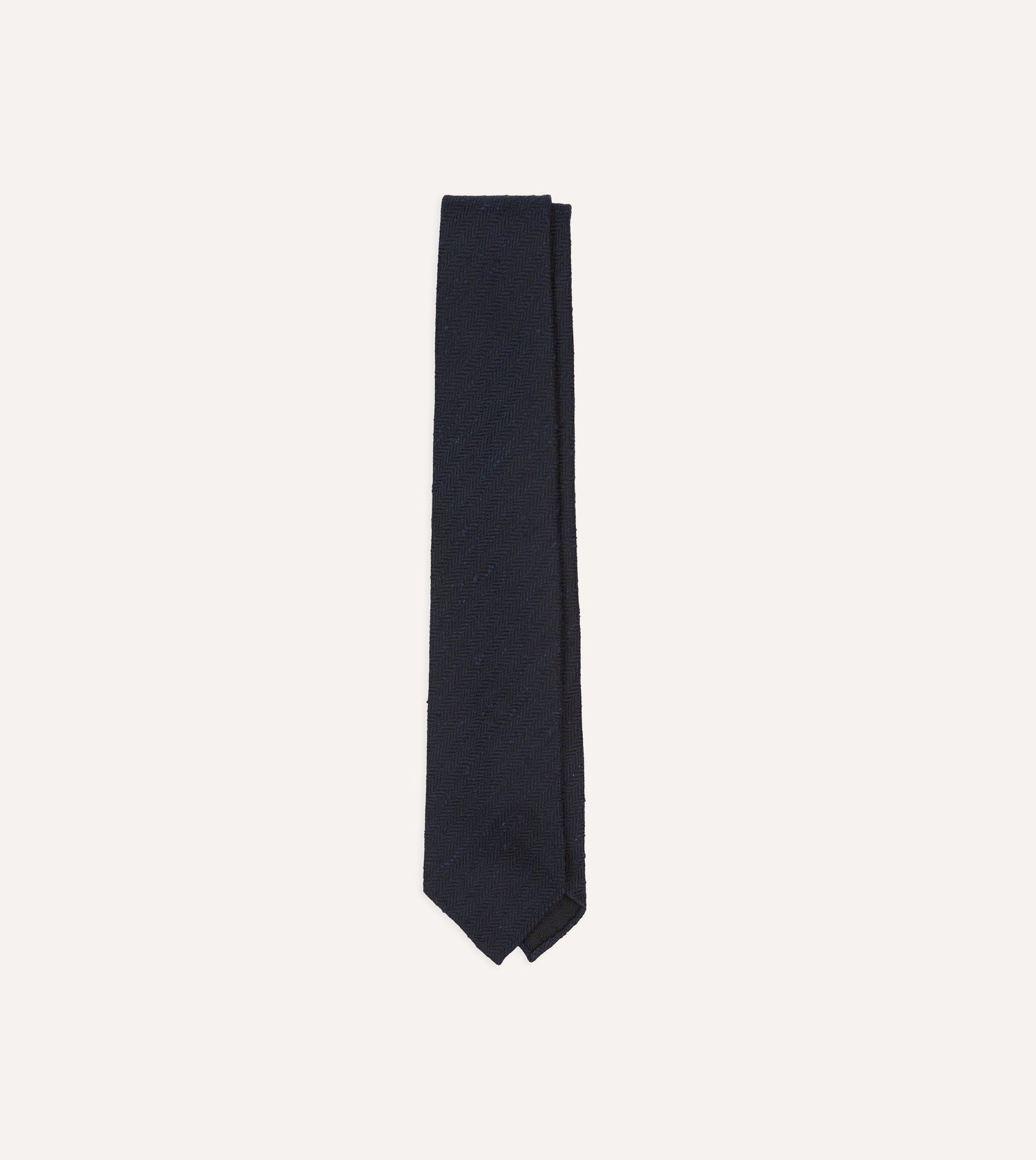 Navy Shantung Silk Hand-Rolled Tie
