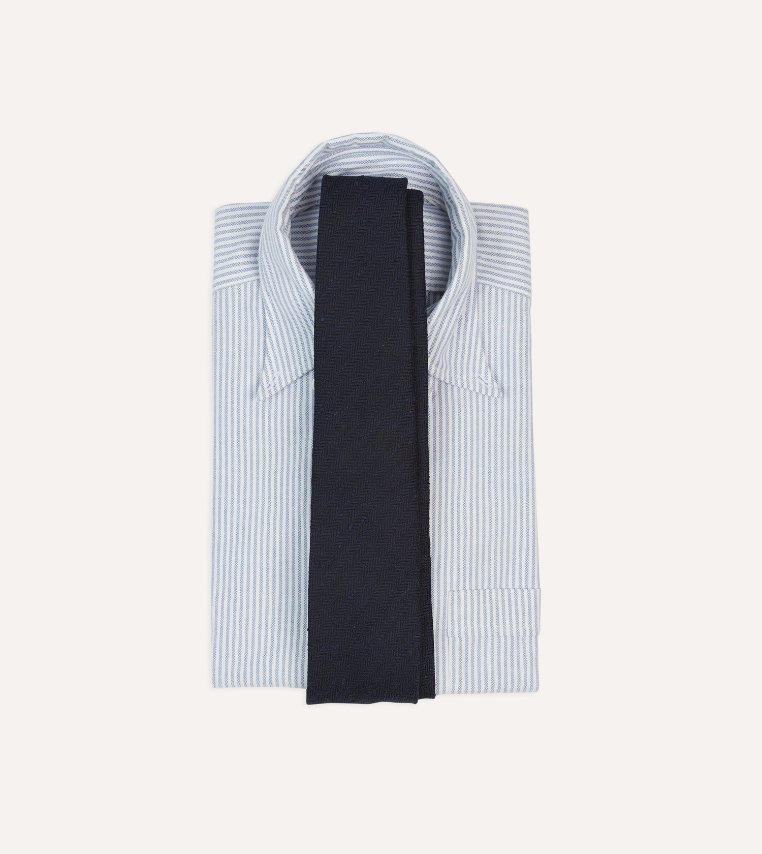 Navy Shantung Silk Hand-Rolled Tie