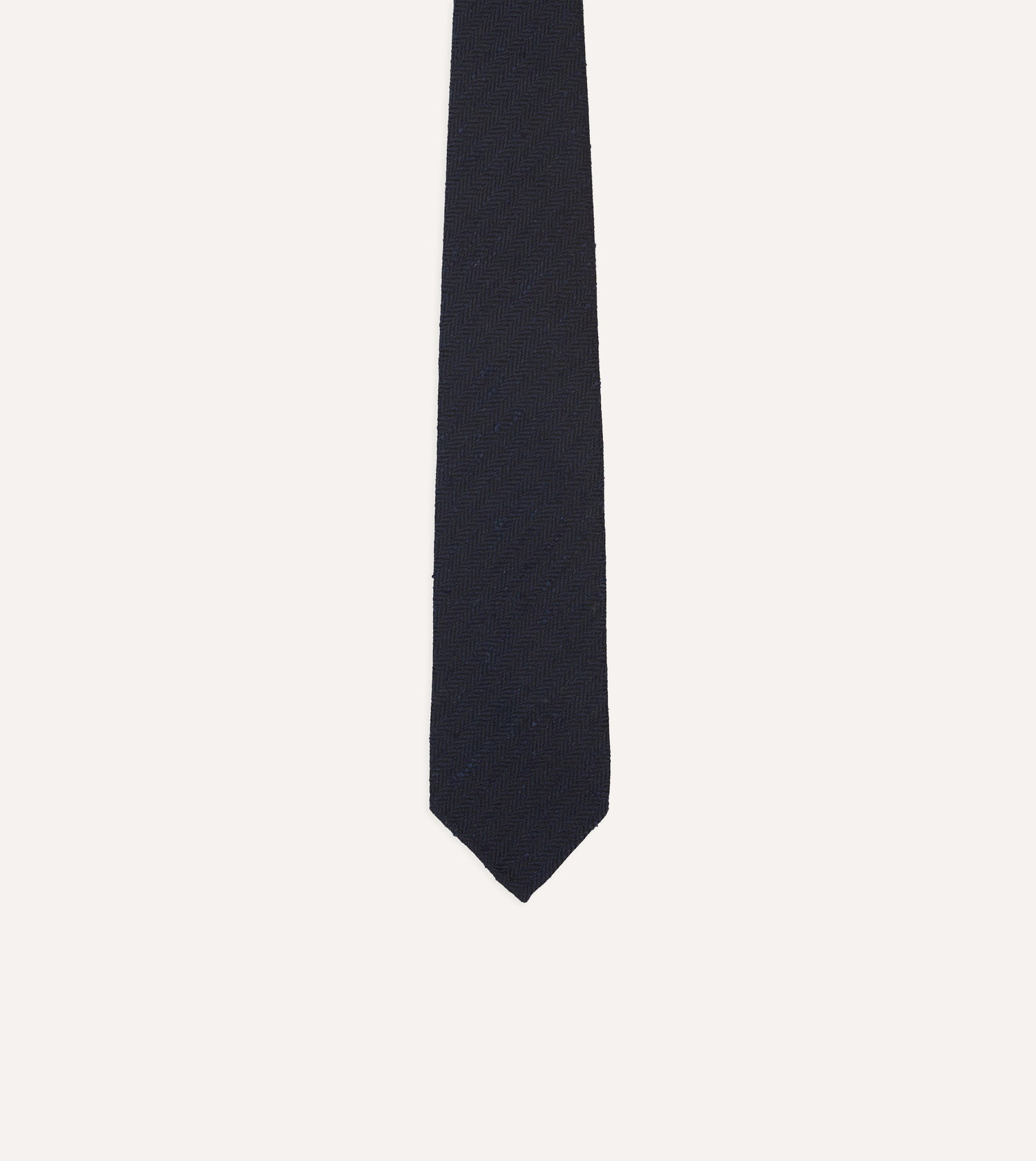 Navy Shantung Silk Hand-Rolled Tie
