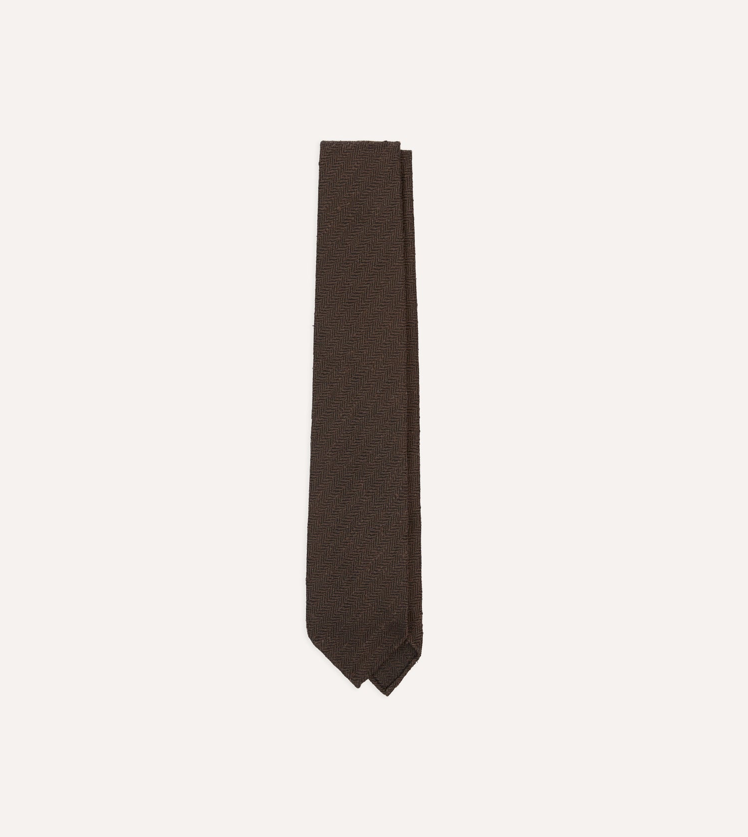 Brown Shantung Silk Hand-Rolled Tie