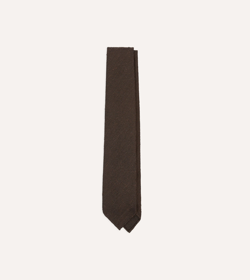 Brown Shantung Silk Hand-Rolled Tie