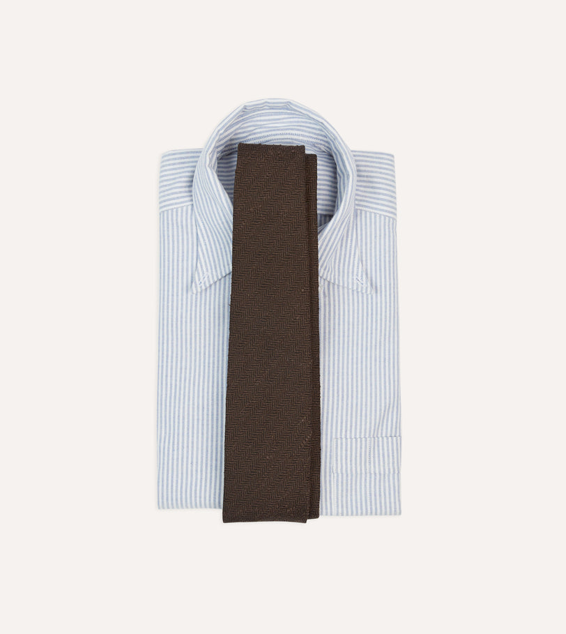 Brown Shantung Silk Hand-Rolled Tie