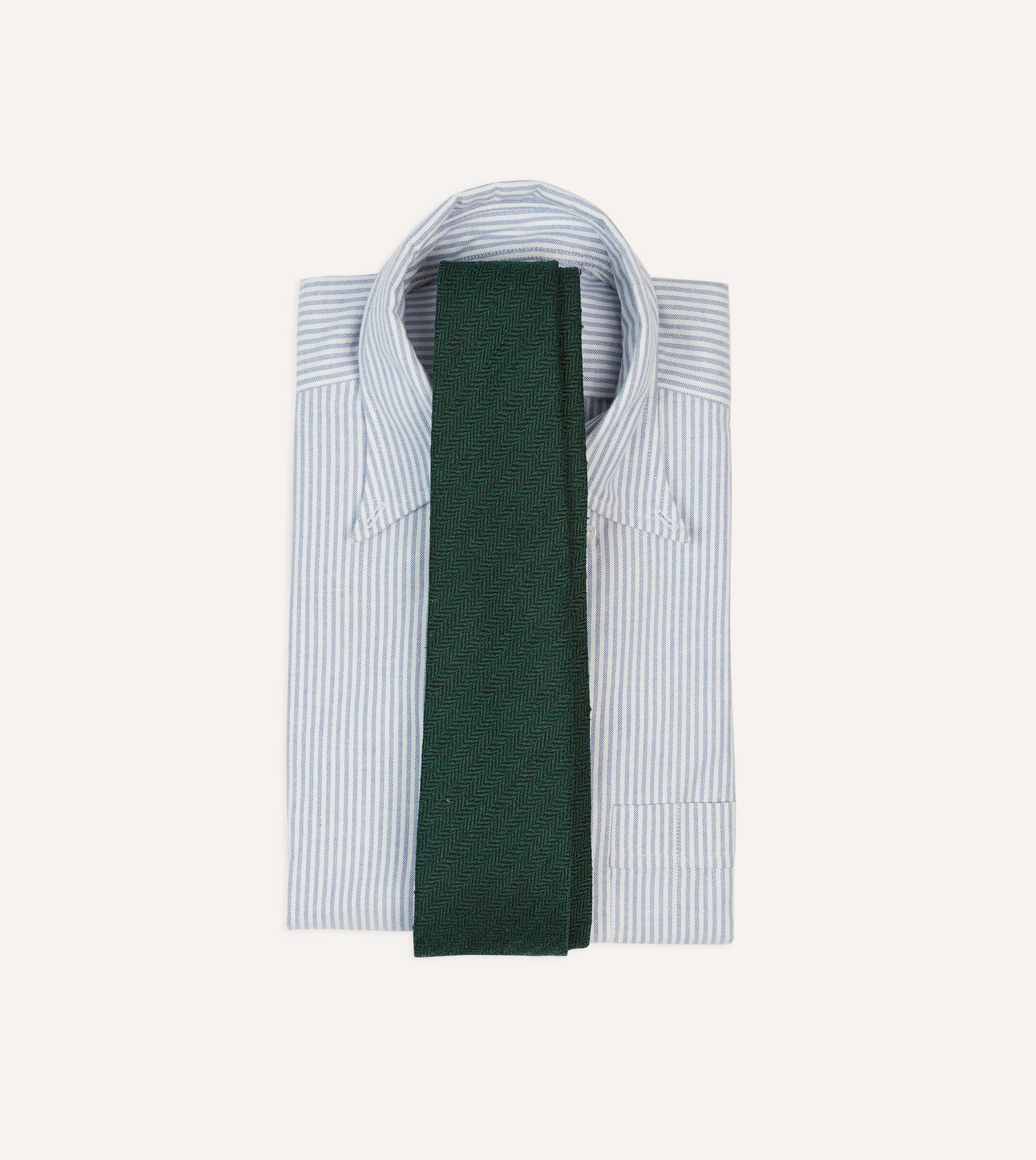Green Herringbone Shantung Hand Rolled Silk Tie