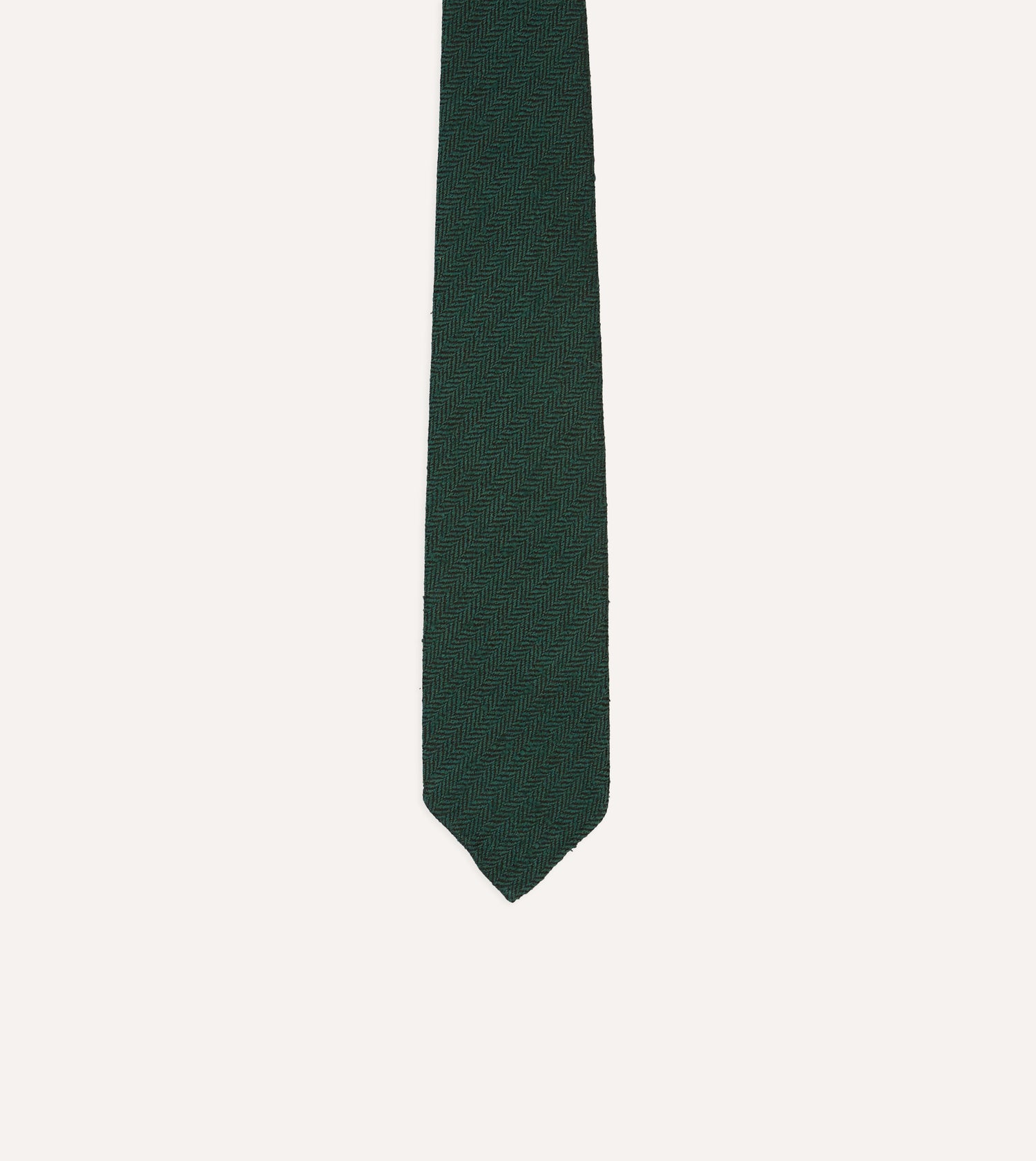 Green Herringbone Shantung Hand Rolled Silk Tie
