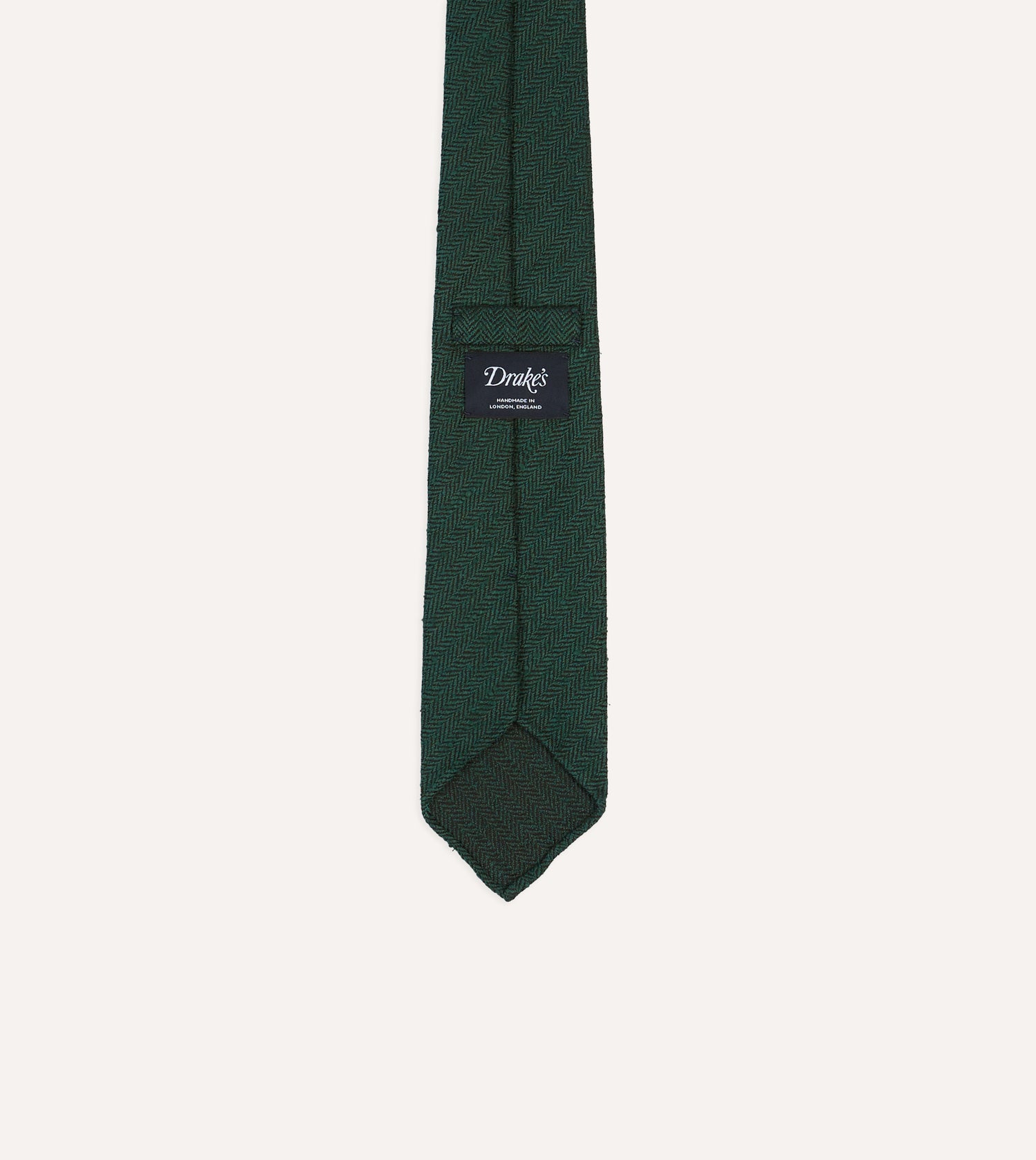 Green Herringbone Shantung Hand Rolled Silk Tie