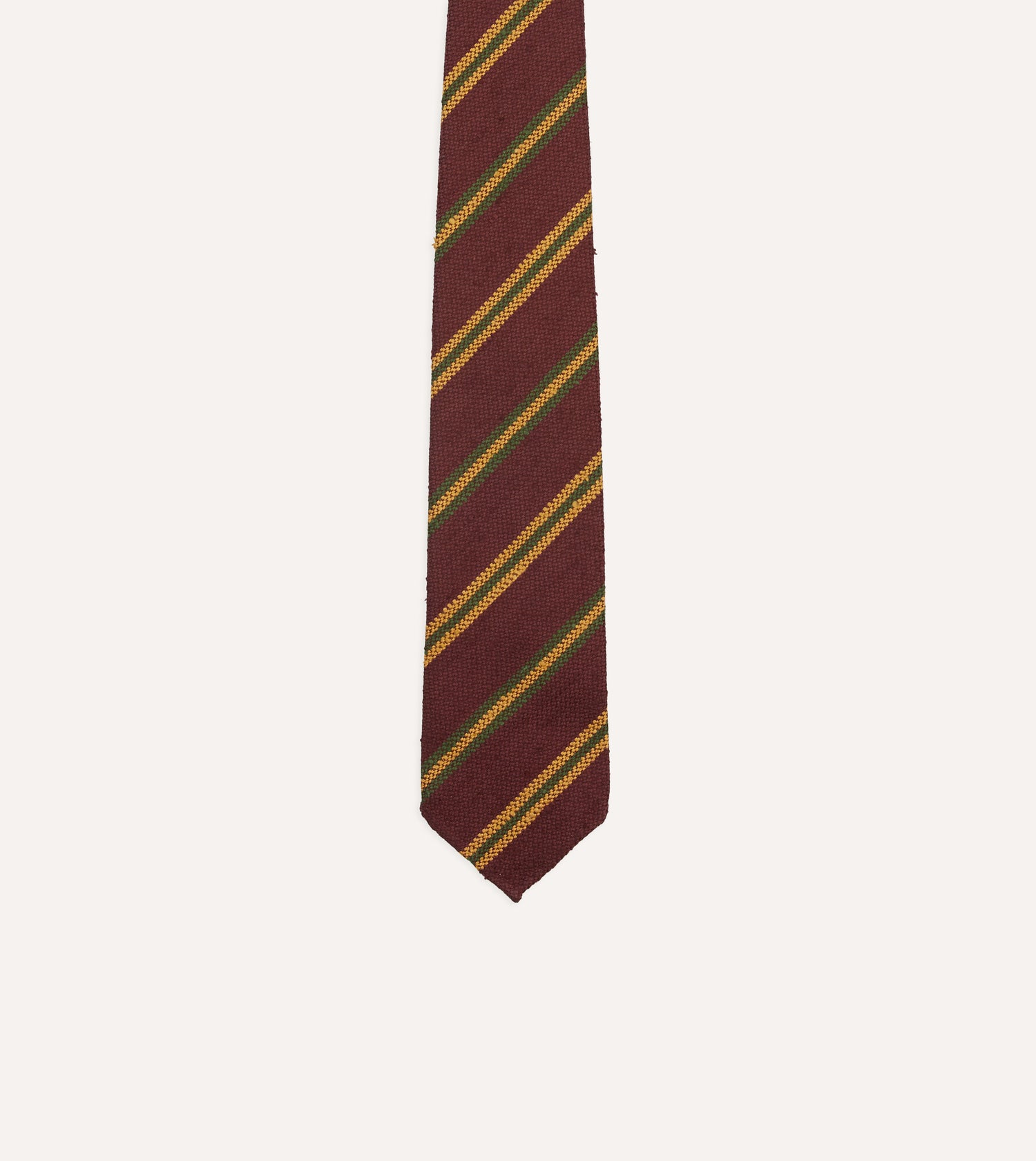 Red, Gold and Green Sandwich Stripe Shantung Silk Tie