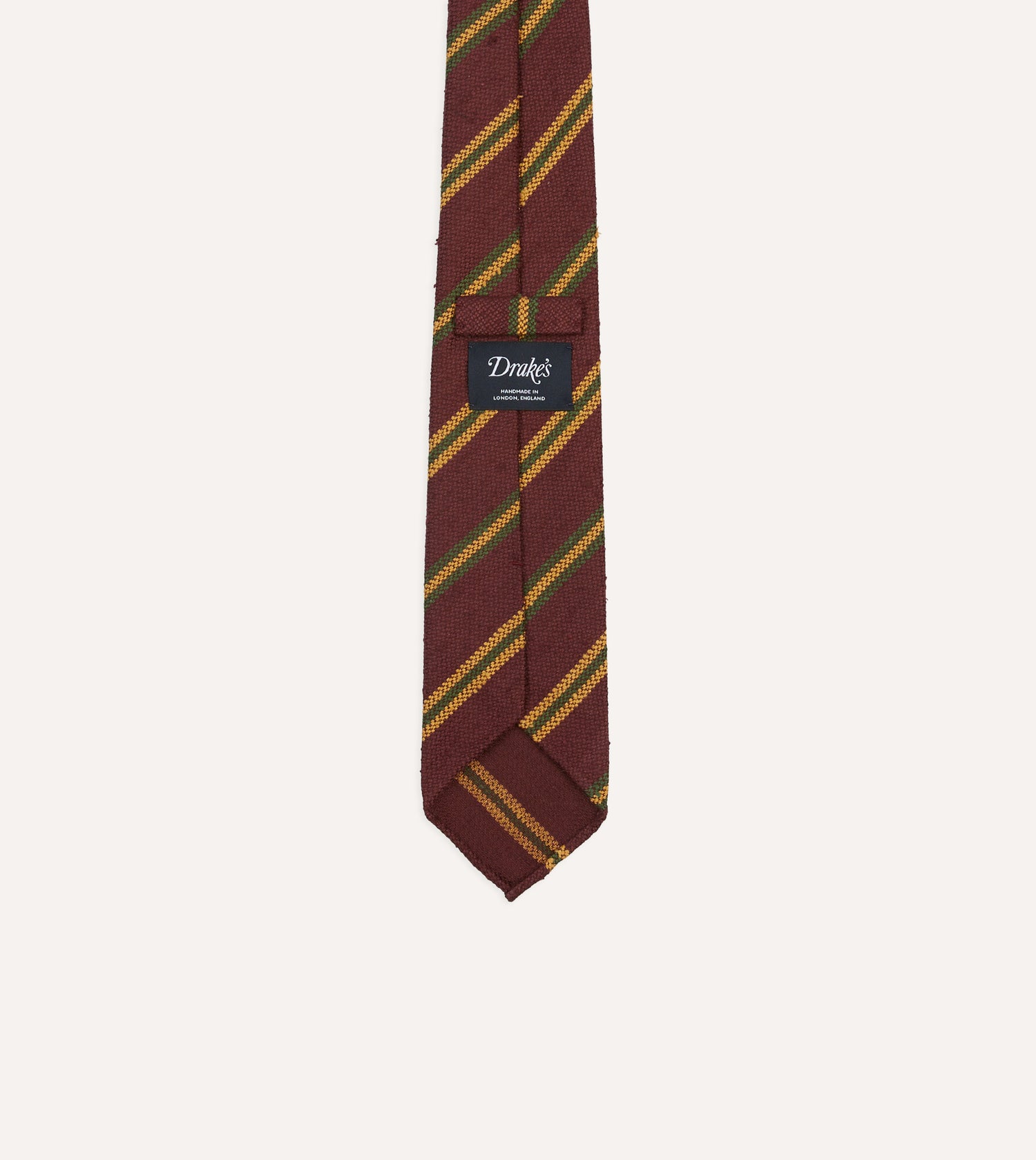 Red, Gold and Green Sandwich Stripe Shantung Silk Tie