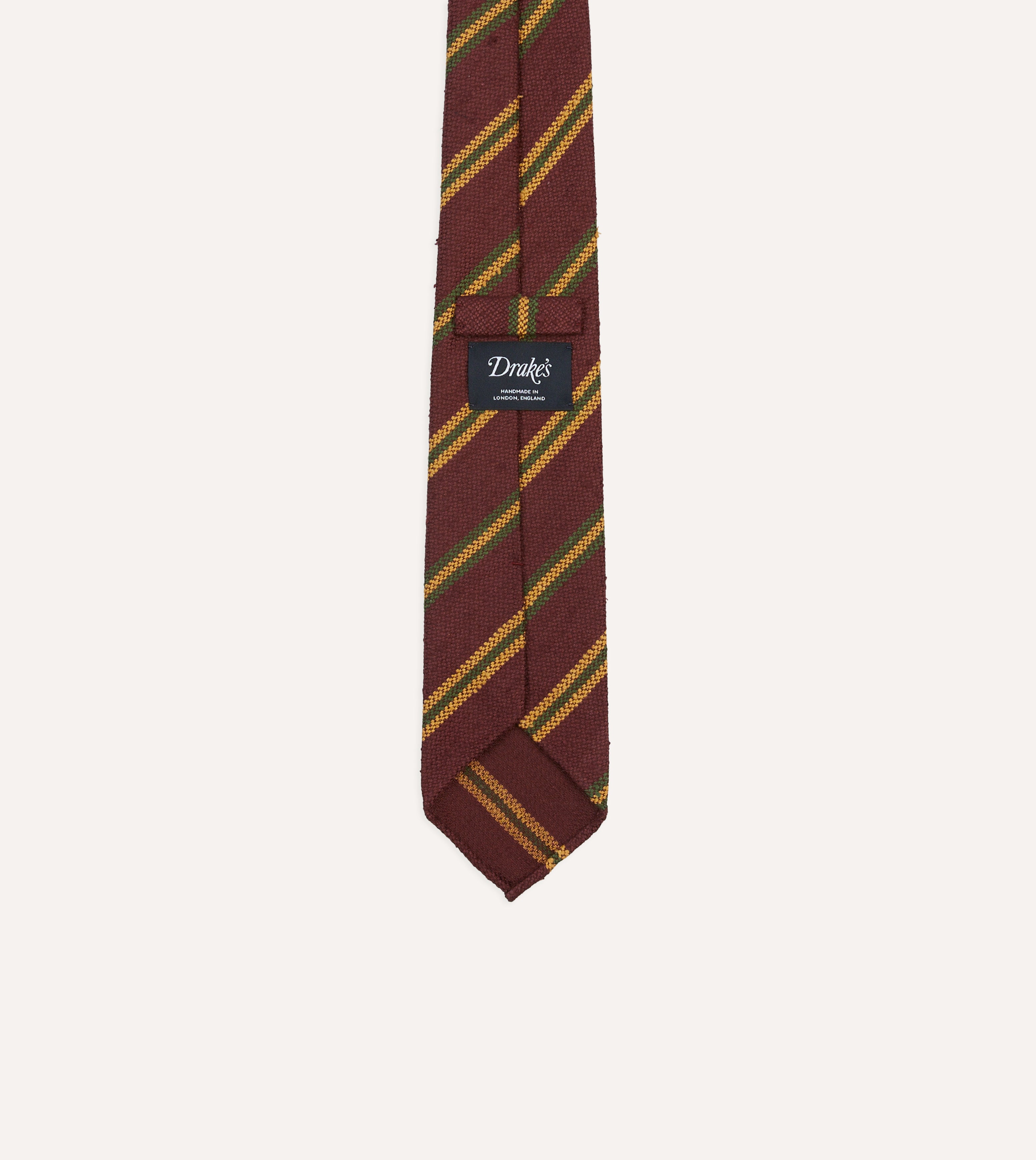 Red, Gold and Green Sandwich Stripe Shantung Silk Tie