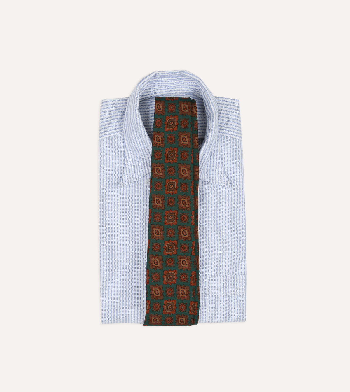 Teal Paisley Medallion Print Wool-Silk Hand Rolled Tie