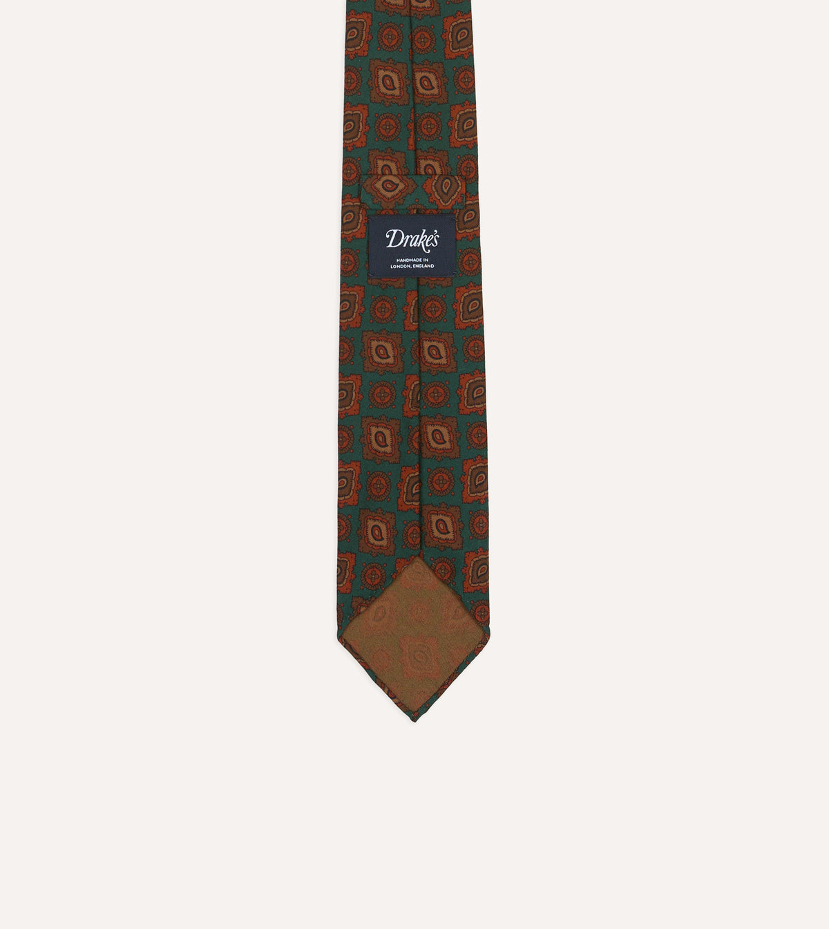 Teal Paisley Medallion Print Wool-Silk Hand Rolled Tie