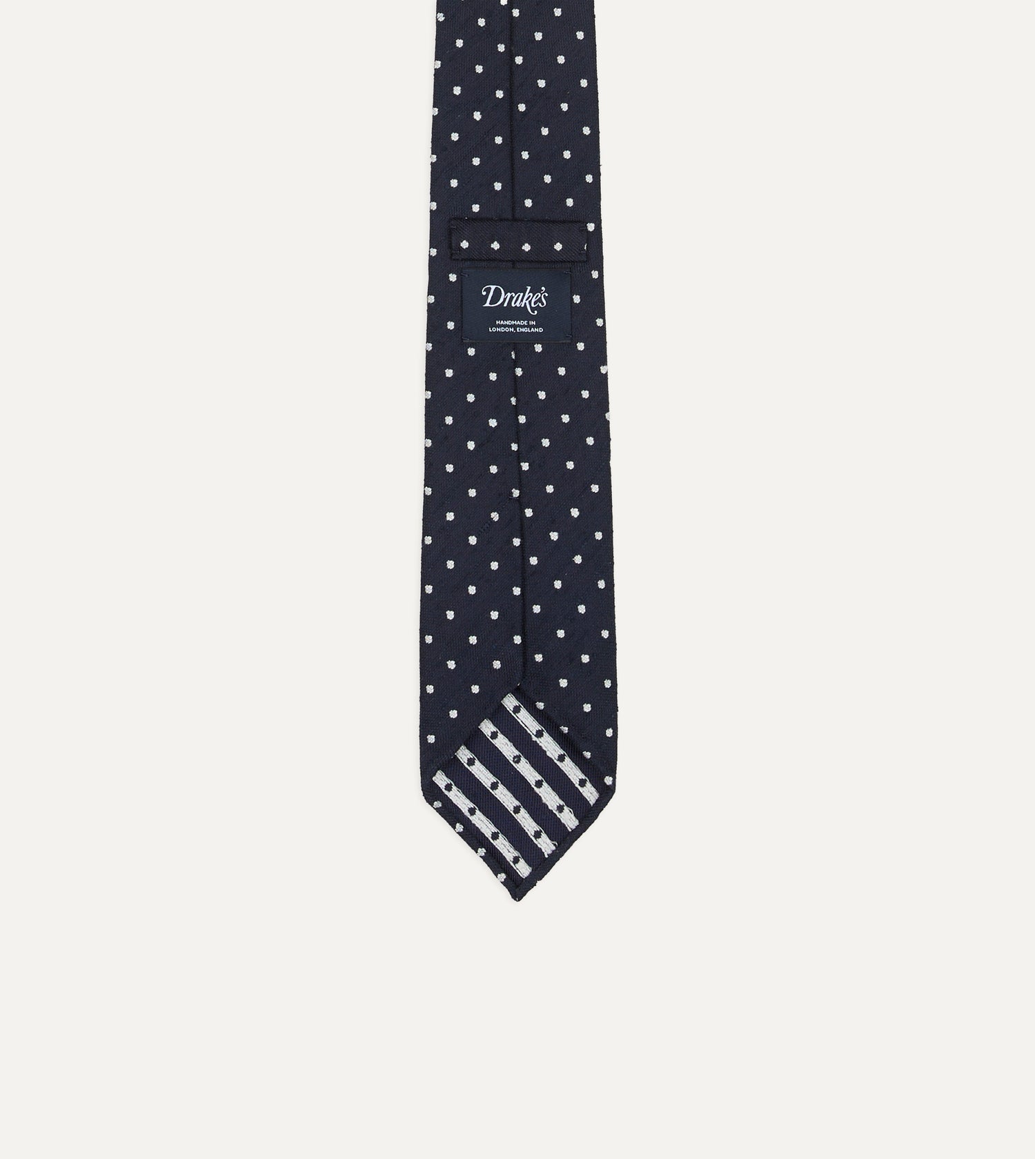 Navy Dots Shantung Silk Hand-Rolled Tie