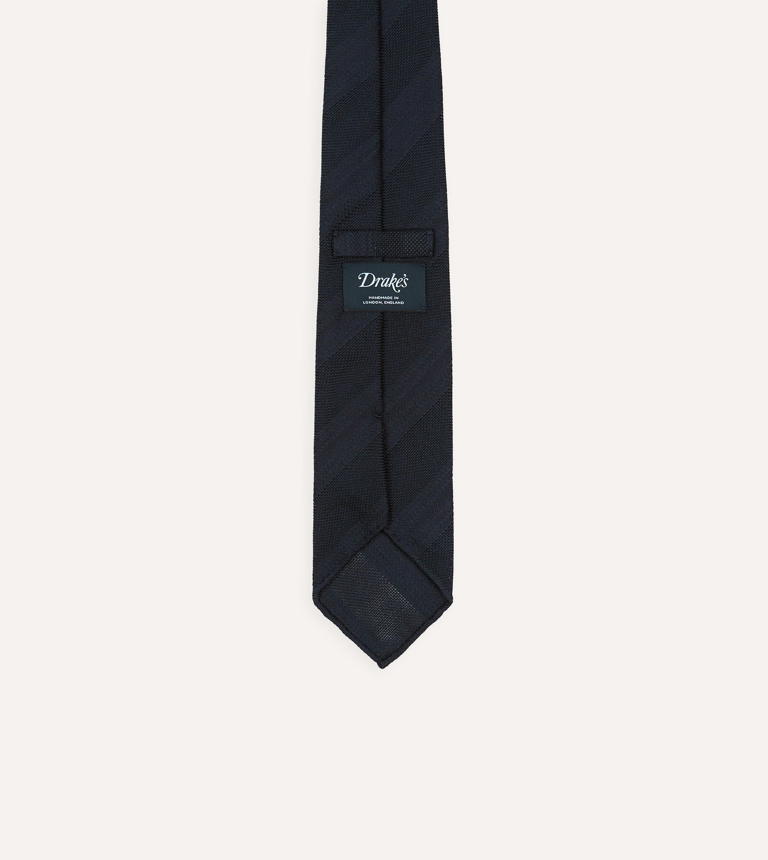 Navy Textured Stripe Hand Rolled Silk Grenadine Tie